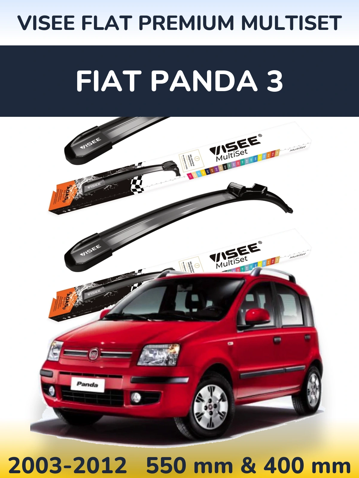 Ștergătoare VISEE FLAT PREMIUM MultiSet pentru Fiat Panda 3