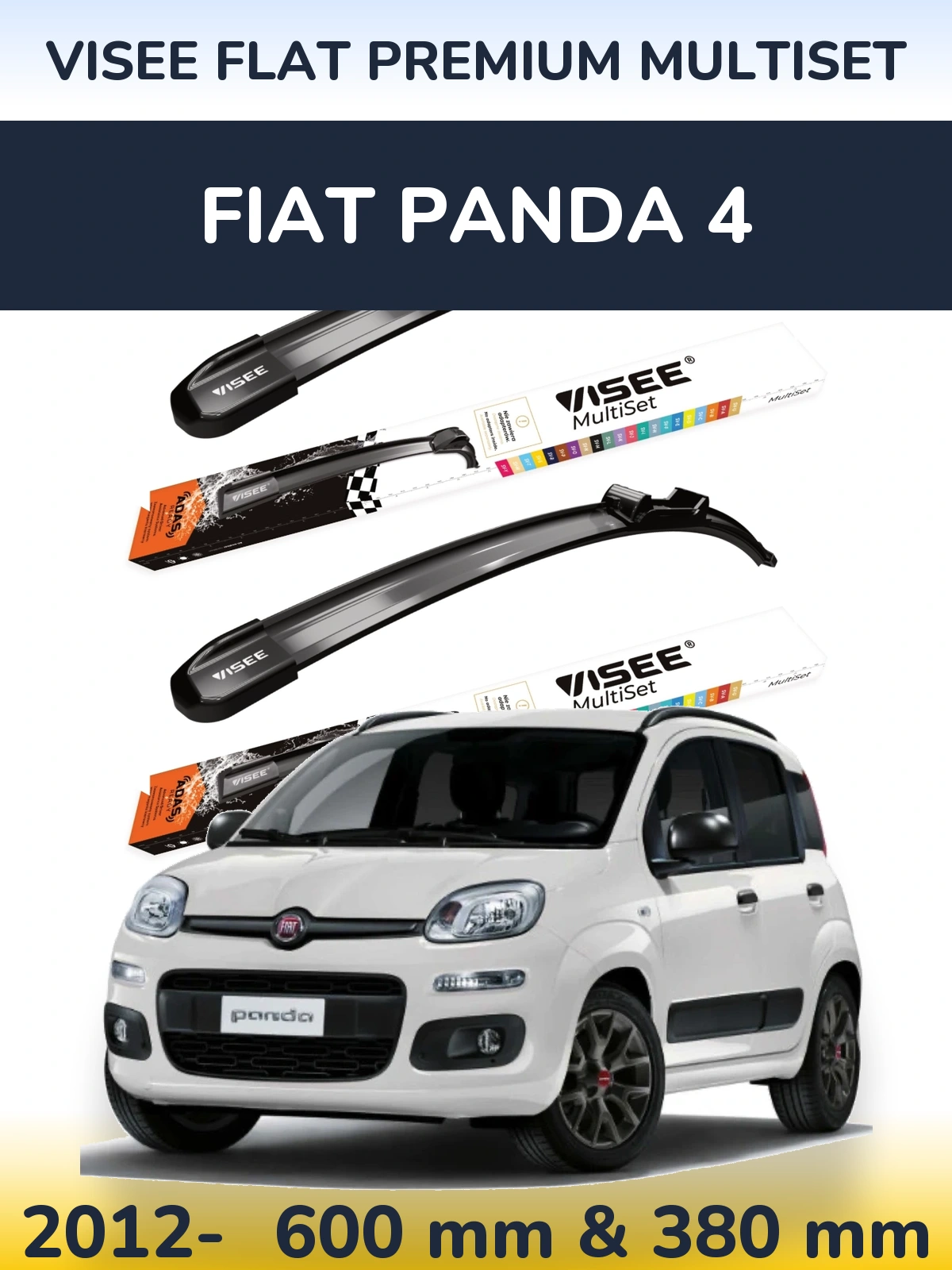 Ștergătoare VISEE FLAT PREMIUM MultiSet pentru Fiat Panda 4