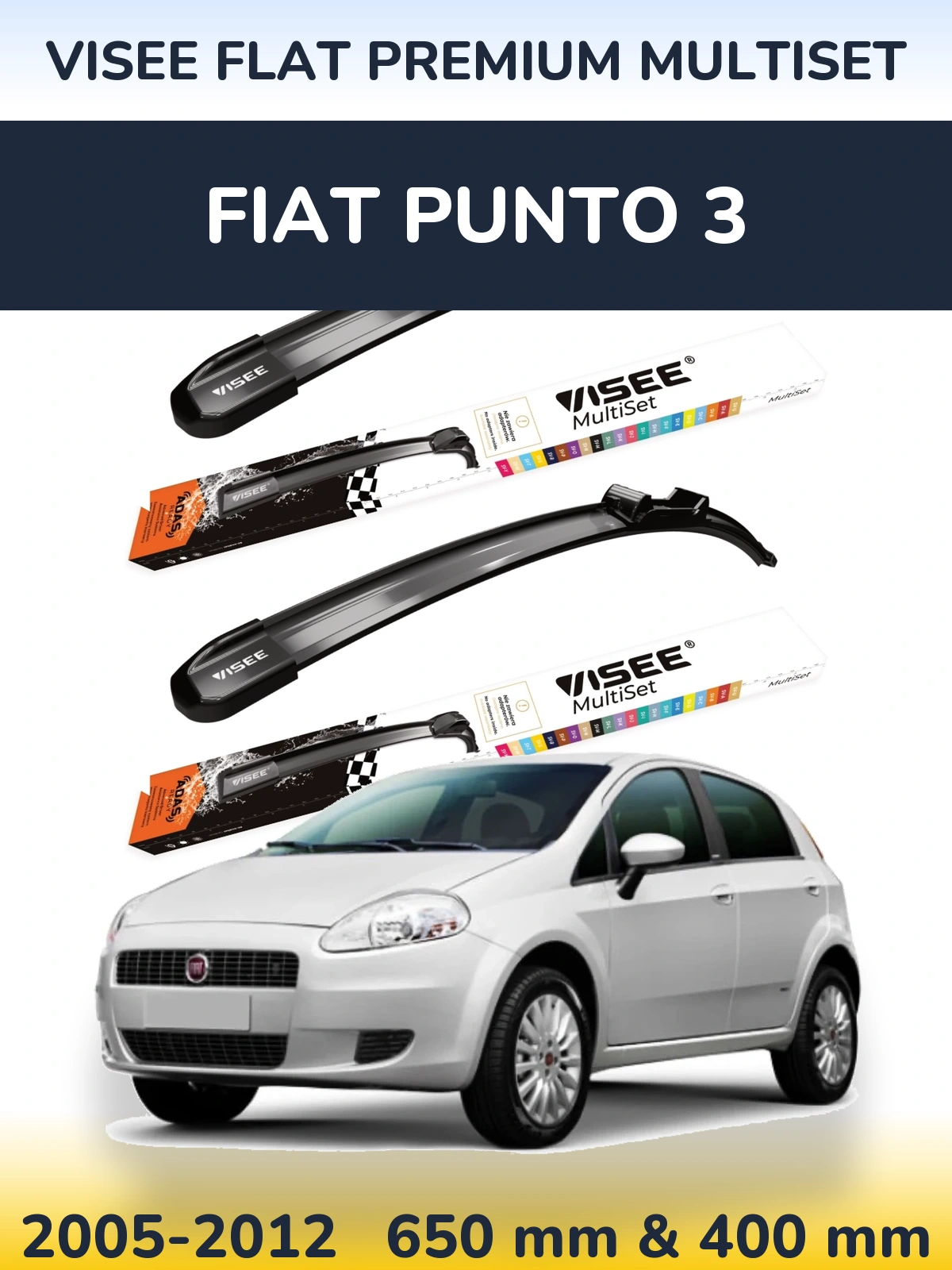 Ștergătoare VISEE FLAT PREMIUM MultiSet pentru Fiat Punto 3