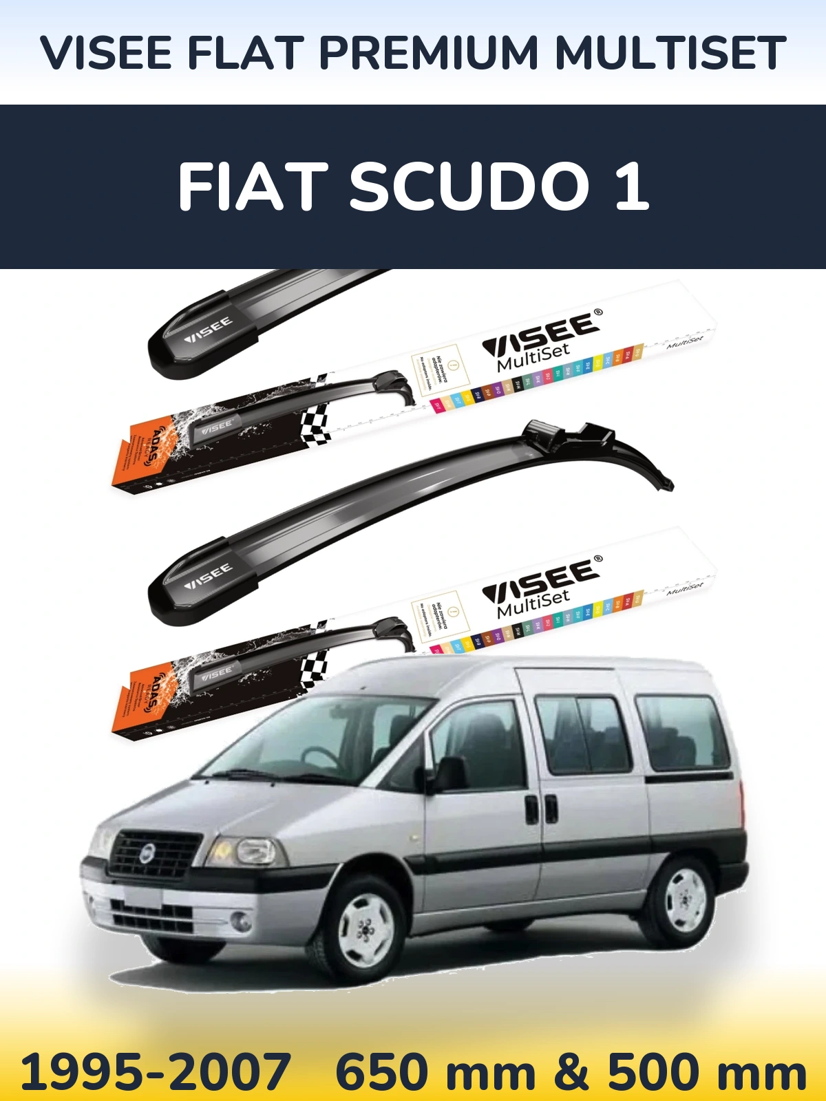 Ștergătoare VISEE FLAT PREMIUM MultiSet pentru Fiat Scudo 1