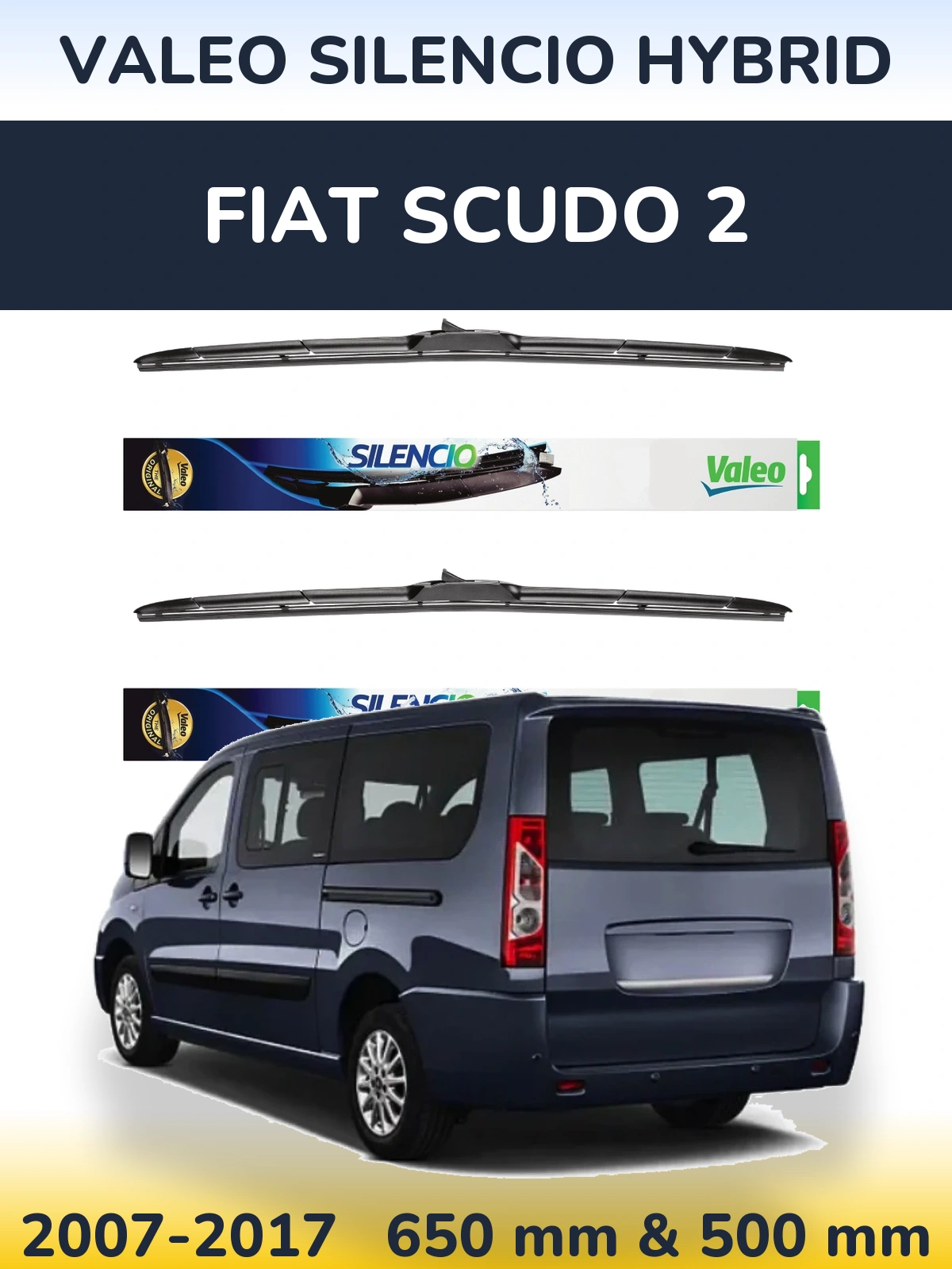 Ștergătoare Valeo Silencio Hybrid pentru Fiat Scudo 2