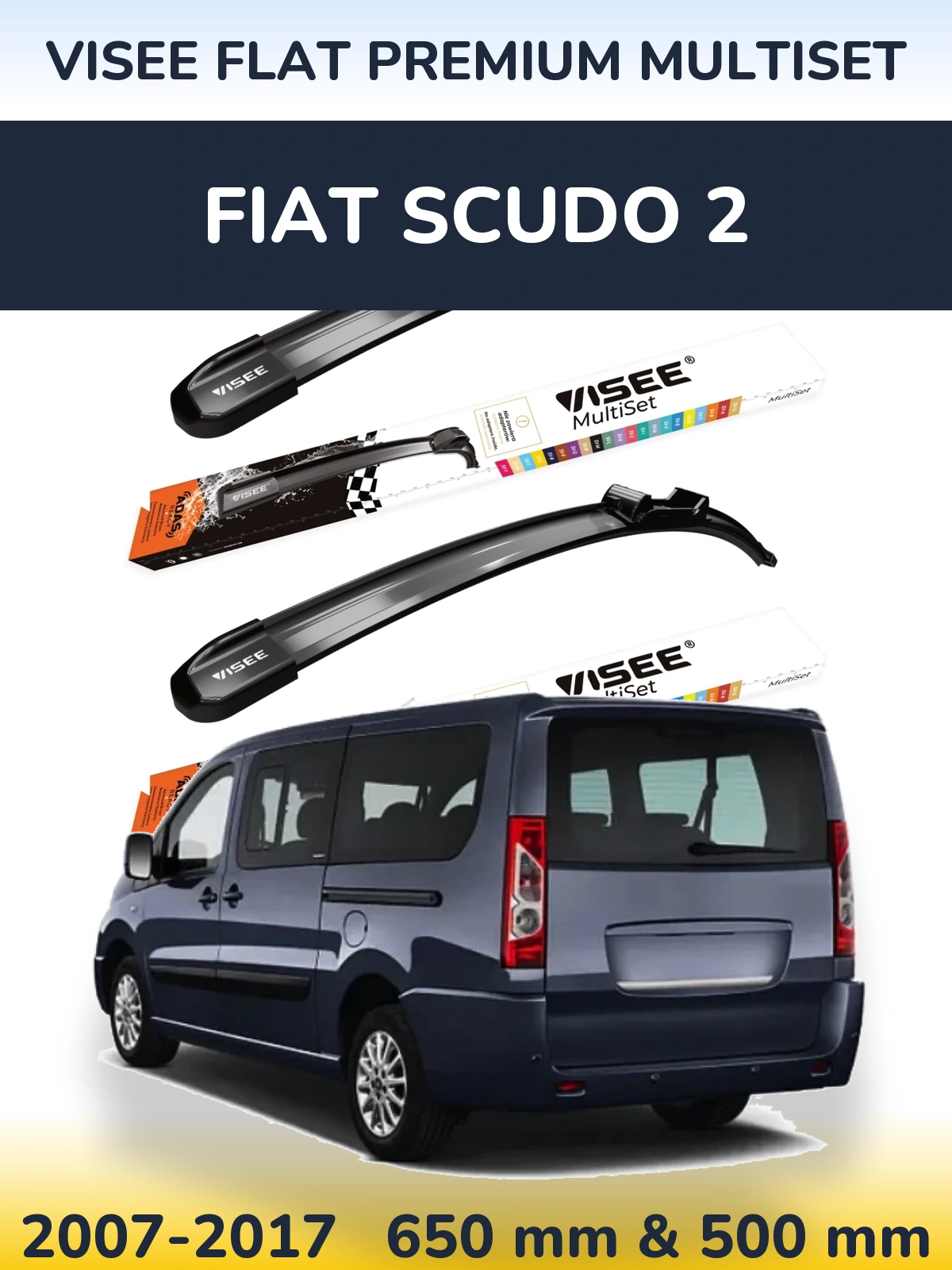 Ștergătoare VISEE FLAT PREMIUM MultiSet pentru Fiat Scudo 2