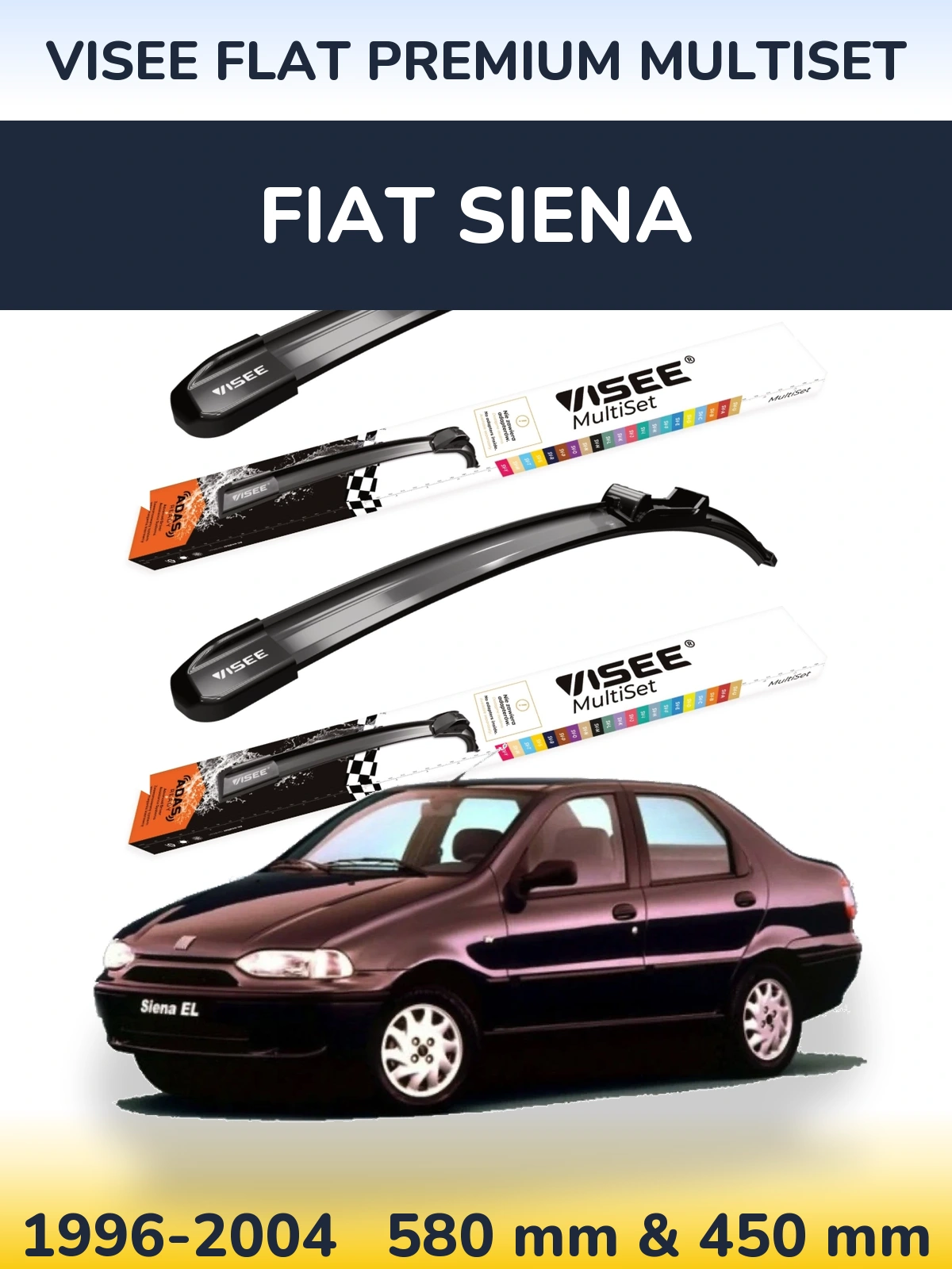 Ștergătoare VISEE FLAT PREMIUM MultiSet pentru Fiat Siena