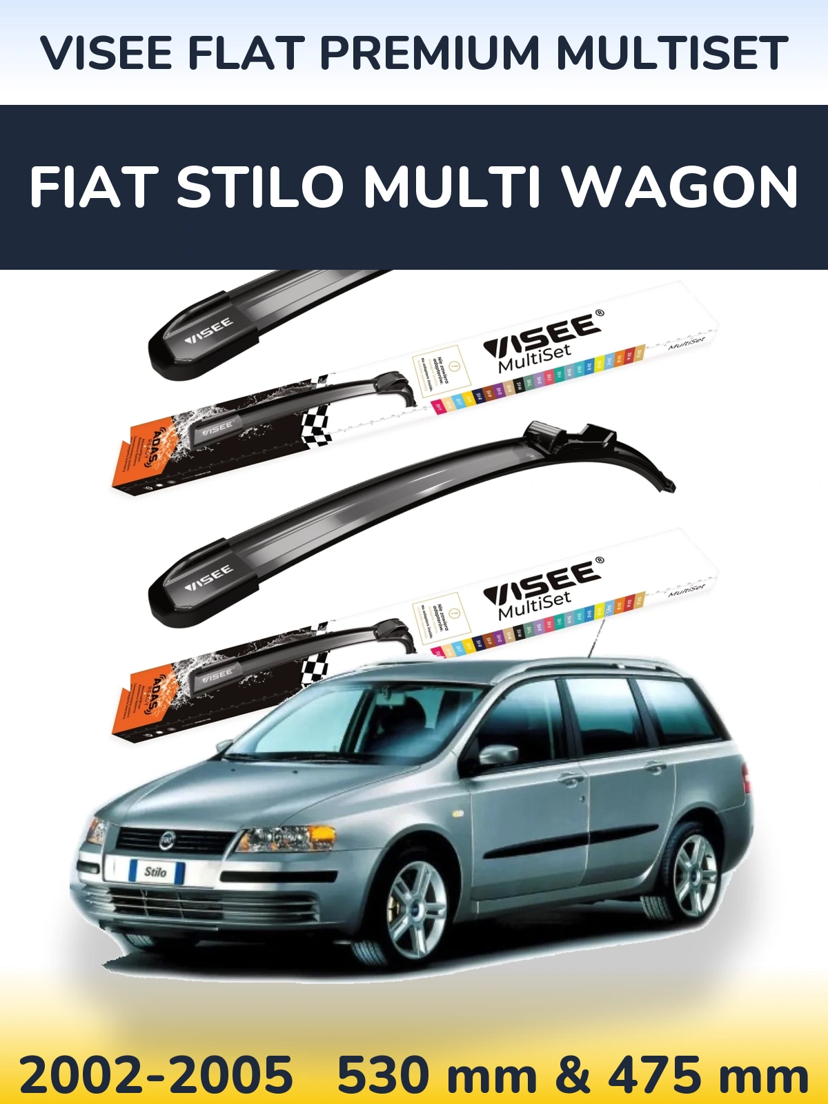 Ștergătoare VISEE FLAT PREMIUM MultiSet pentru Fiat Stilo Multi Wagon