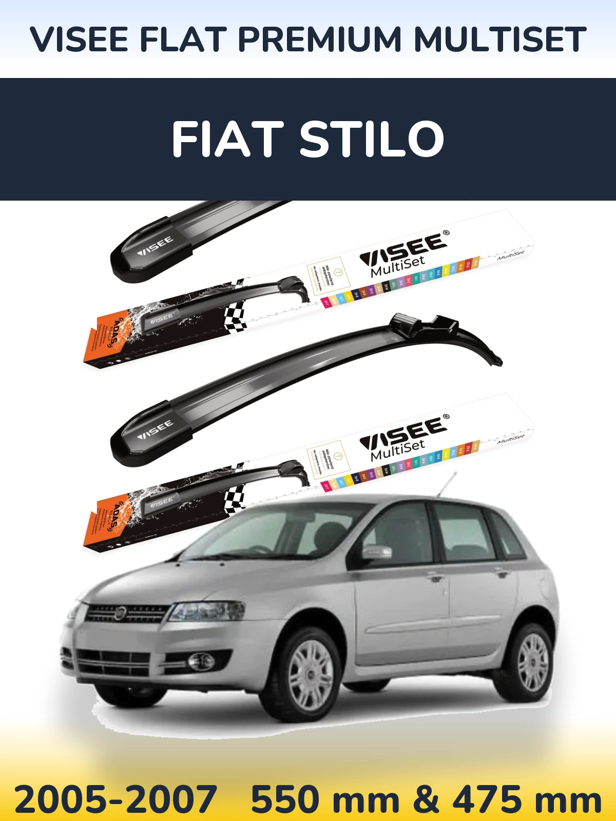 Ștergătoare VISEE FLAT PREMIUM MultiSet pentru Fiat Stilo