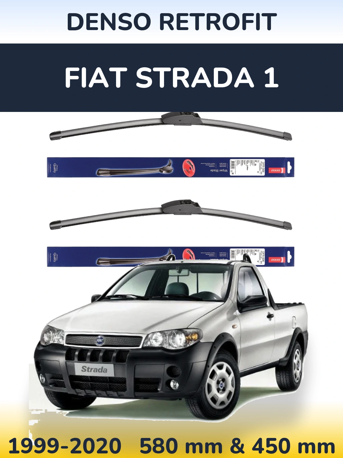 Комплект передніх щіток Denso Retrofit 580 & 450 мм для Fiat Strada 1 1999-2020