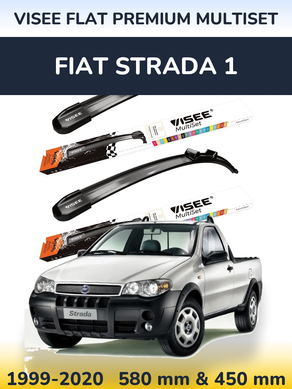 Ștergătoare VISEE FLAT PREMIUM MultiSet pentru Fiat Strada 1