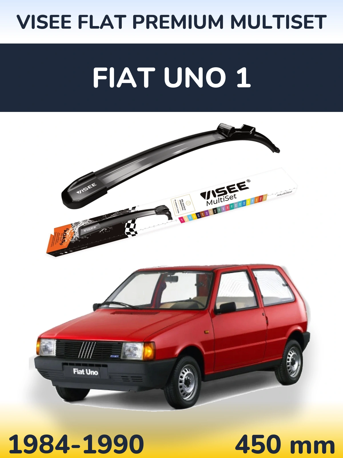 Ștergătoare VISEE FLAT PREMIUM MultiSet pentru Fiat Uno 1