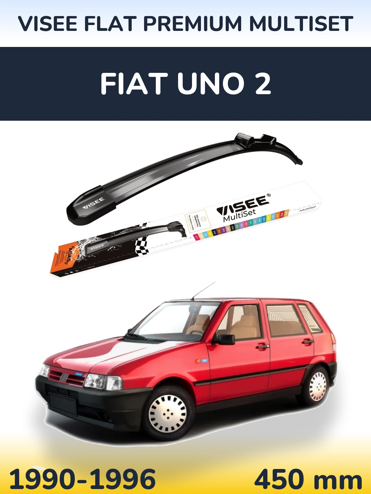 Ștergătoare VISEE FLAT PREMIUM MultiSet pentru Fiat Uno 2