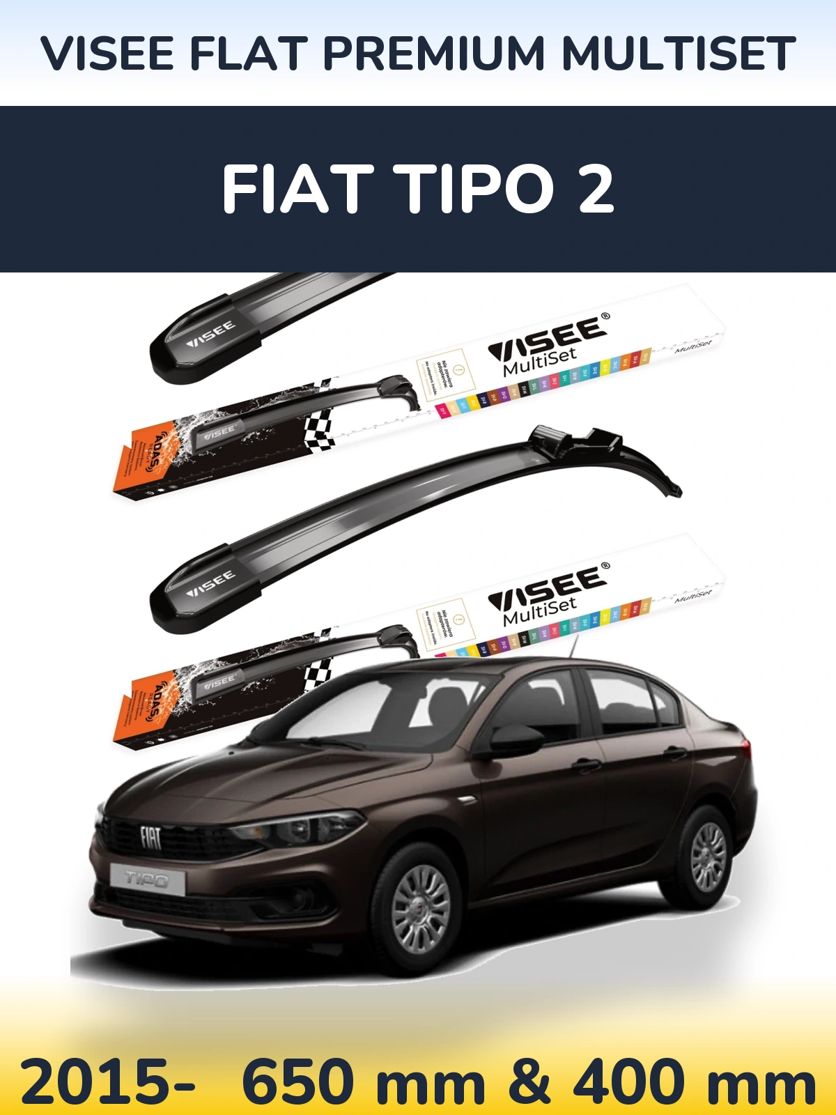 Ștergătoare VISEE FLAT PREMIUM MultiSet pentru Fiat Tipo 2
