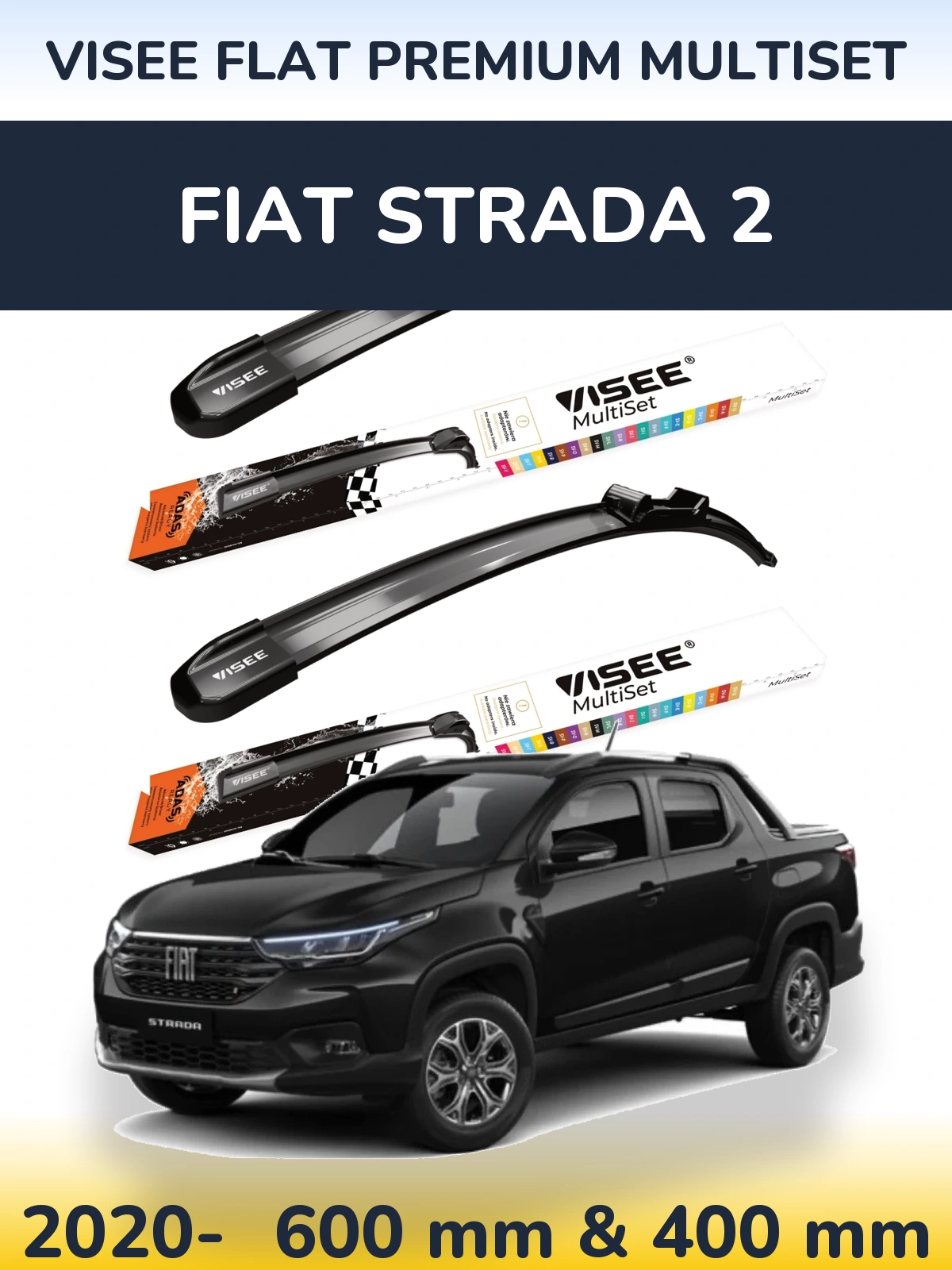 Ștergătoare VISEE FLAT PREMIUM MultiSet pentru Fiat Strada 2