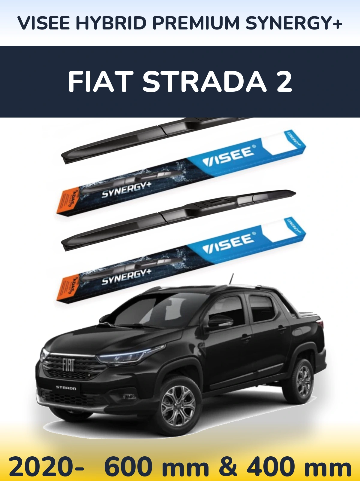 Комплект передних дворников VISEE HYBRID PREMIUM SYNERGY+ 600 & 400 мм для Fiat Strada 2 2020-2026