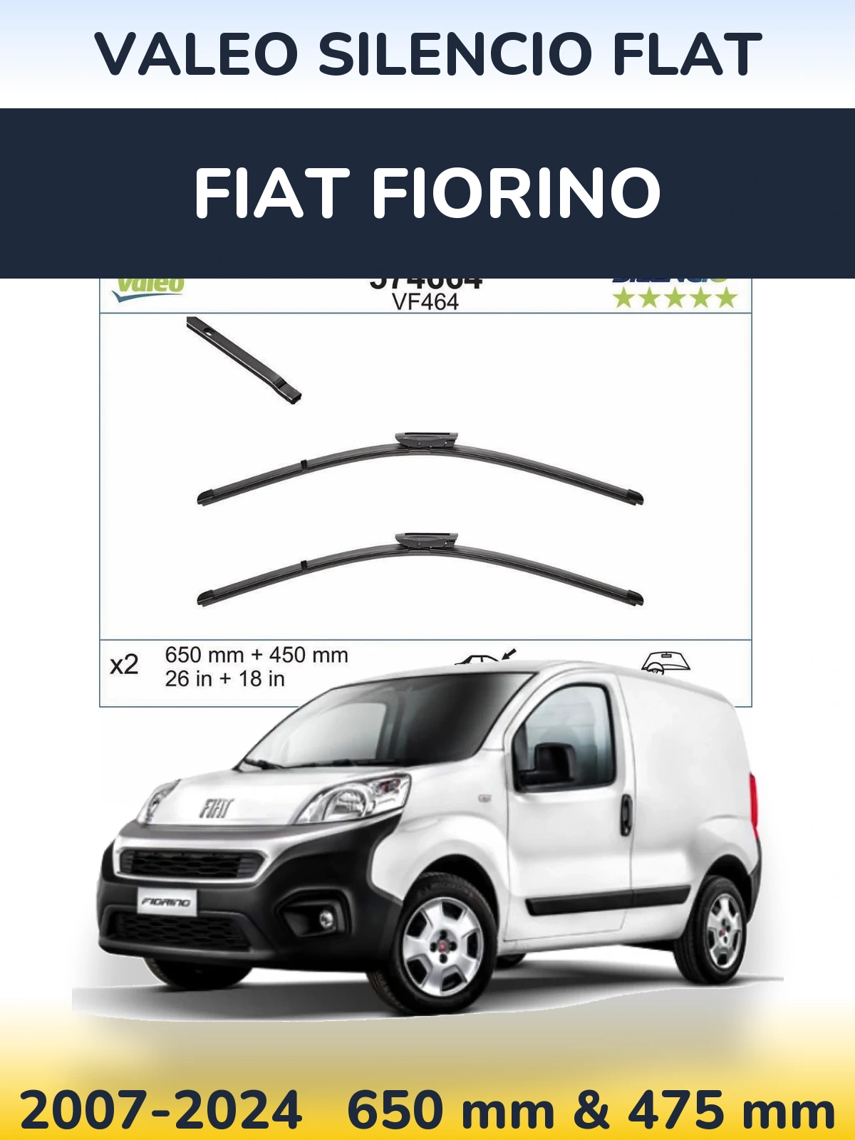 Ștergătoare Valeo Silencio Flat pentru Fiat Fiorino