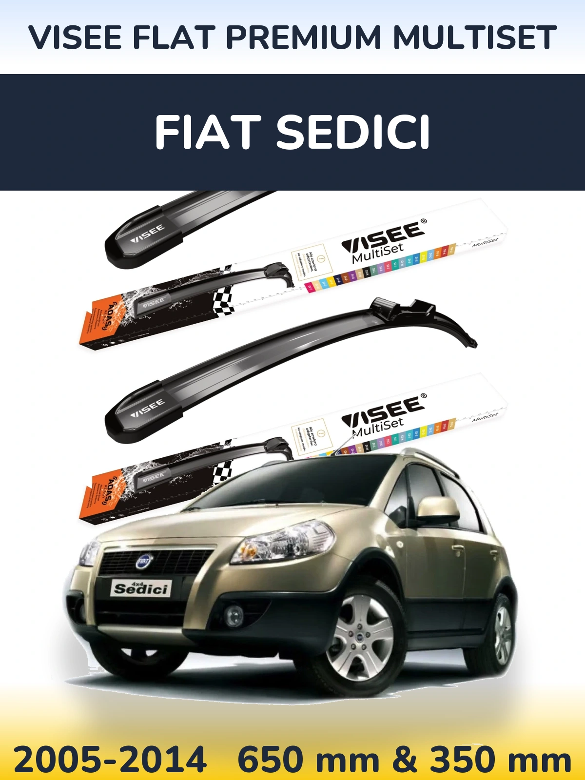 Ștergătoare VISEE FLAT PREMIUM MultiSet pentru Fiat Sedici