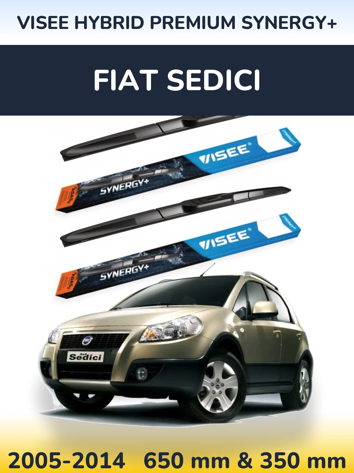 Комплект передних дворников VISEE HYBRID PREMIUM SYNERGY+ 650 & 350 мм для Fiat Sedici 2005-2014