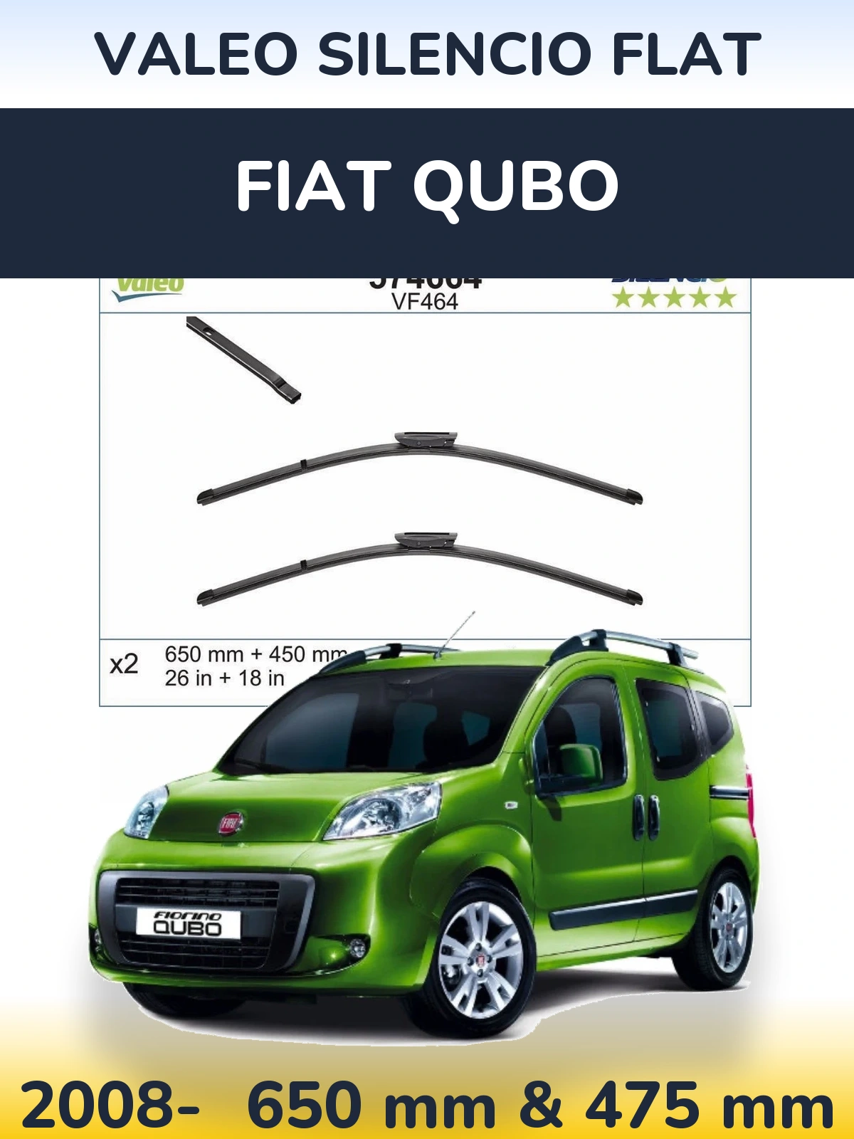 Ștergătoare Valeo Silencio Flat pentru Fiat Qubo