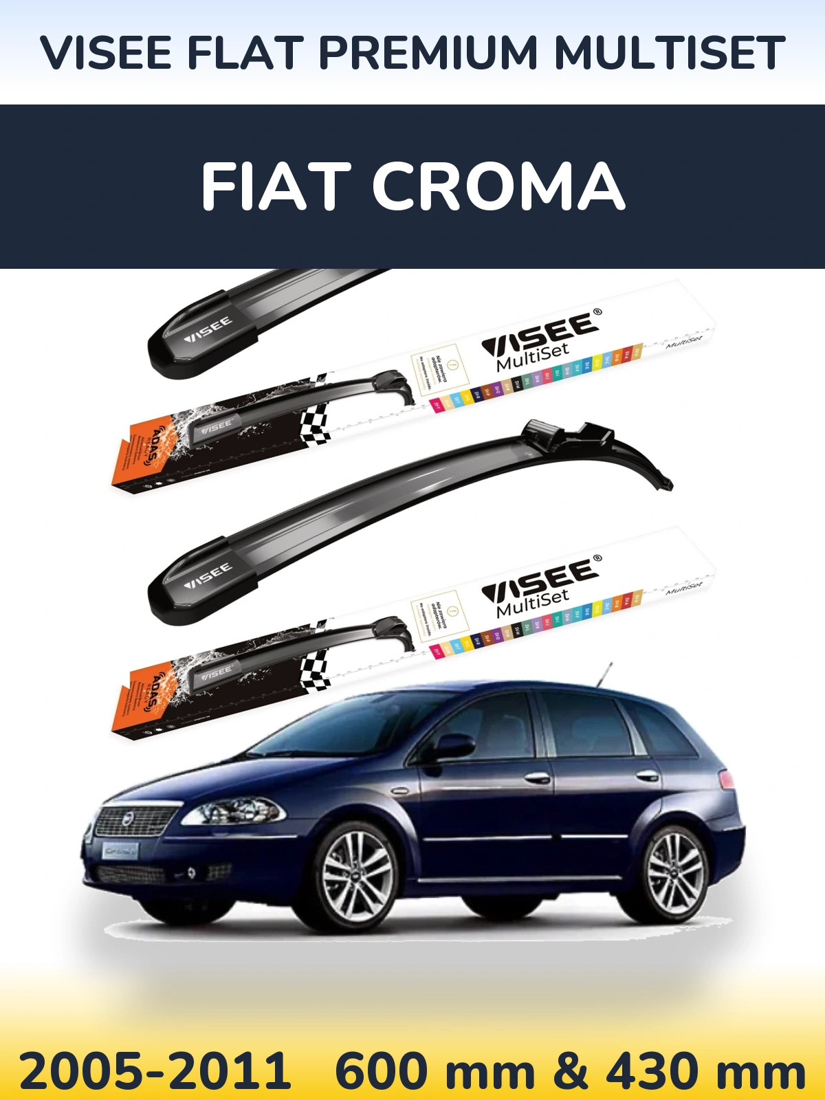 Ștergătoare VISEE FLAT PREMIUM MultiSet pentru Fiat Croma