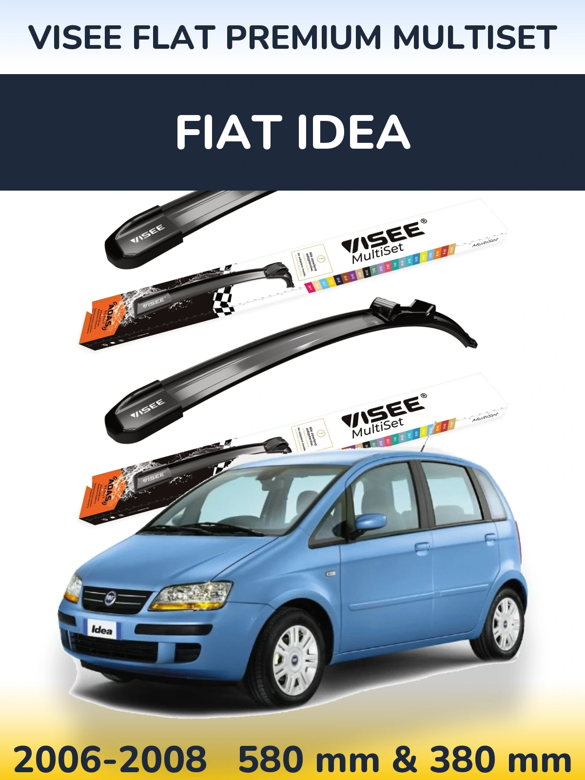 Ștergătoare VISEE FLAT PREMIUM MultiSet pentru Fiat Idea