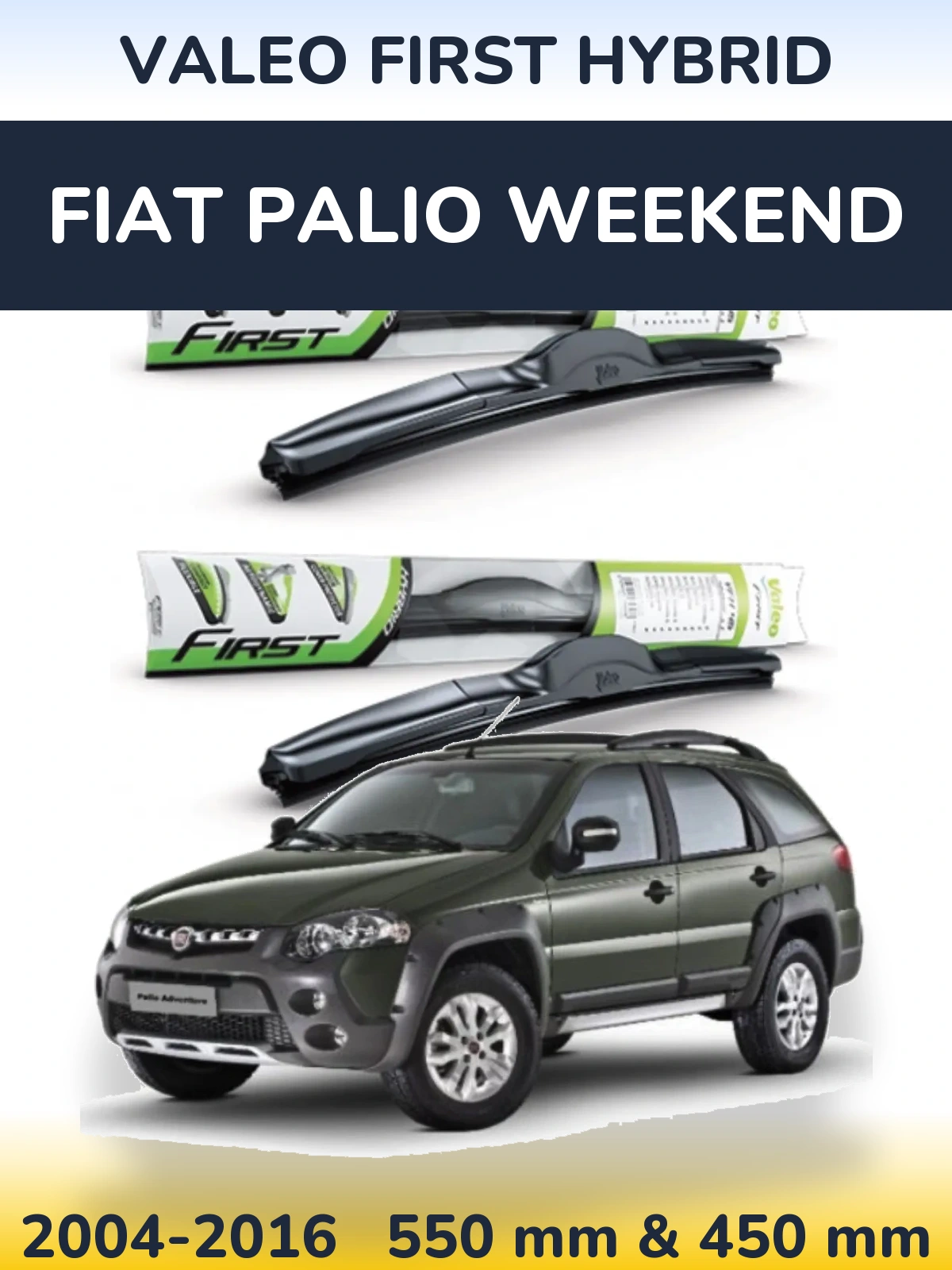 Комплект передних дворников Valeo First Hybrid 550 & 450 мм для Fiat Palio Weekend 2004-2016