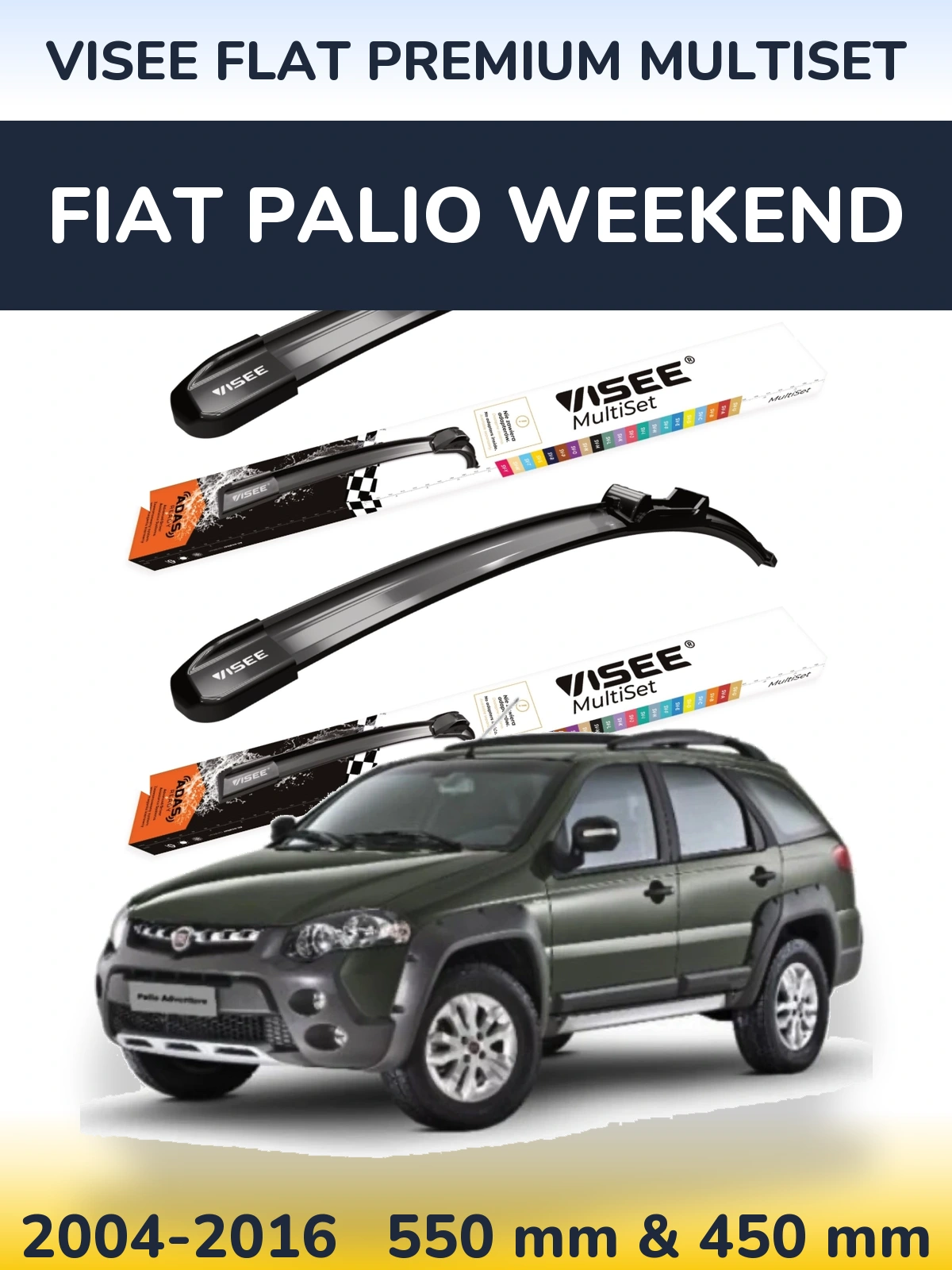Ștergătoare VISEE FLAT PREMIUM MultiSet pentru Fiat Palio Weekend