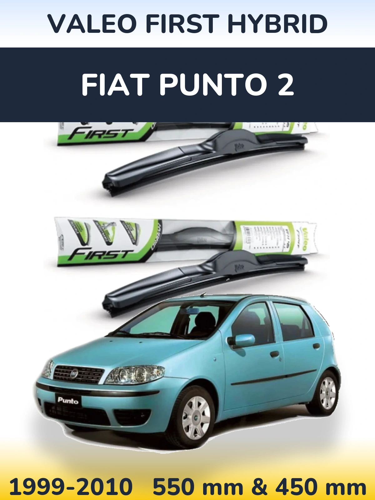 Комплект передних дворников Valeo First Hybrid 550 & 450 мм для Fiat Punto 2 1999-2010
