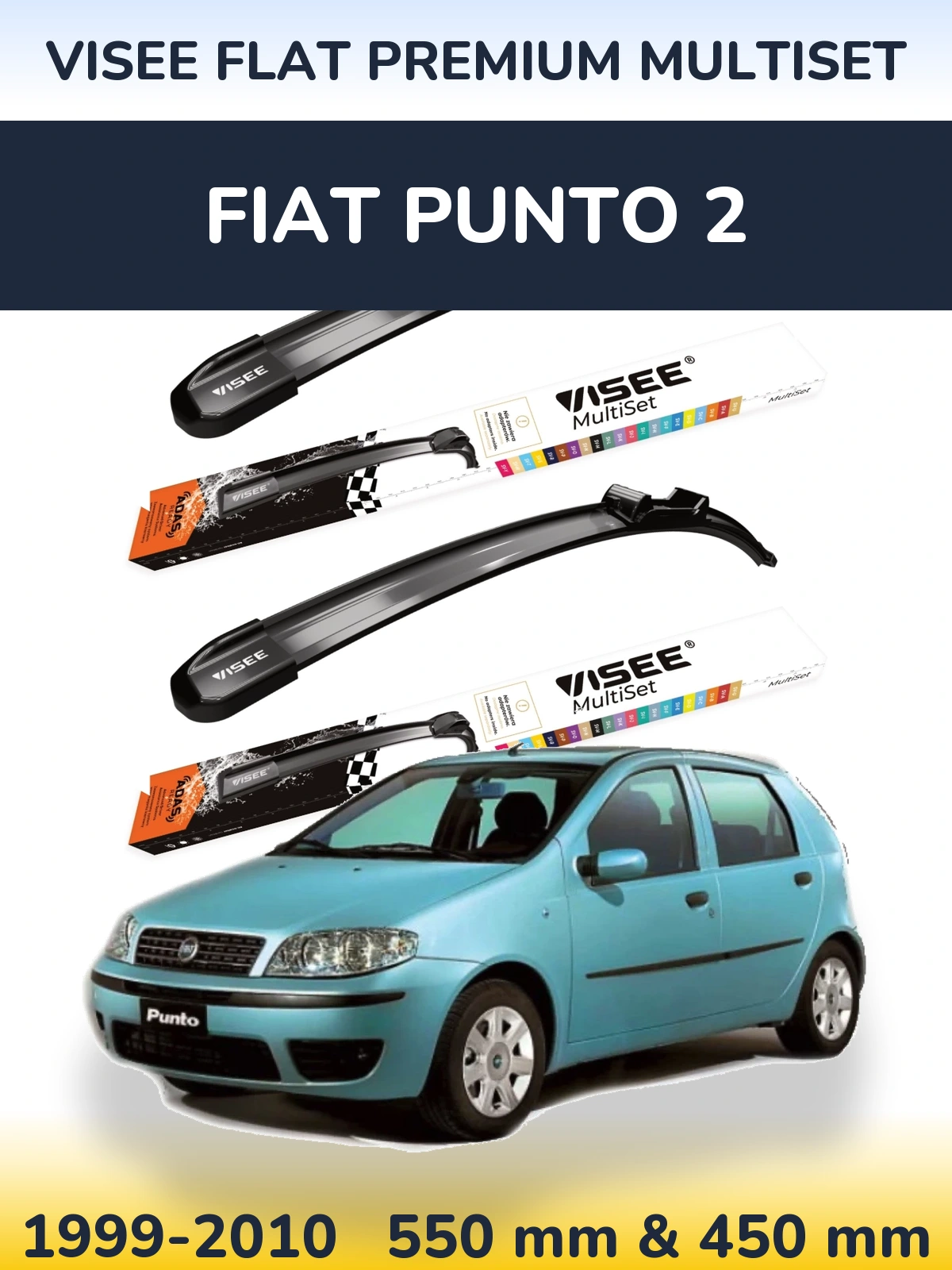 Ștergătoare VISEE FLAT PREMIUM MultiSet pentru Fiat Punto 2