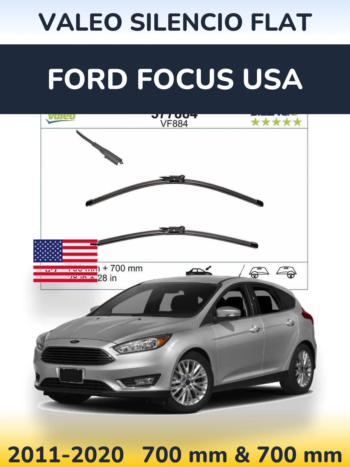 Ștergătoare Valeo Silencio Flat pentru Ford Focus USA