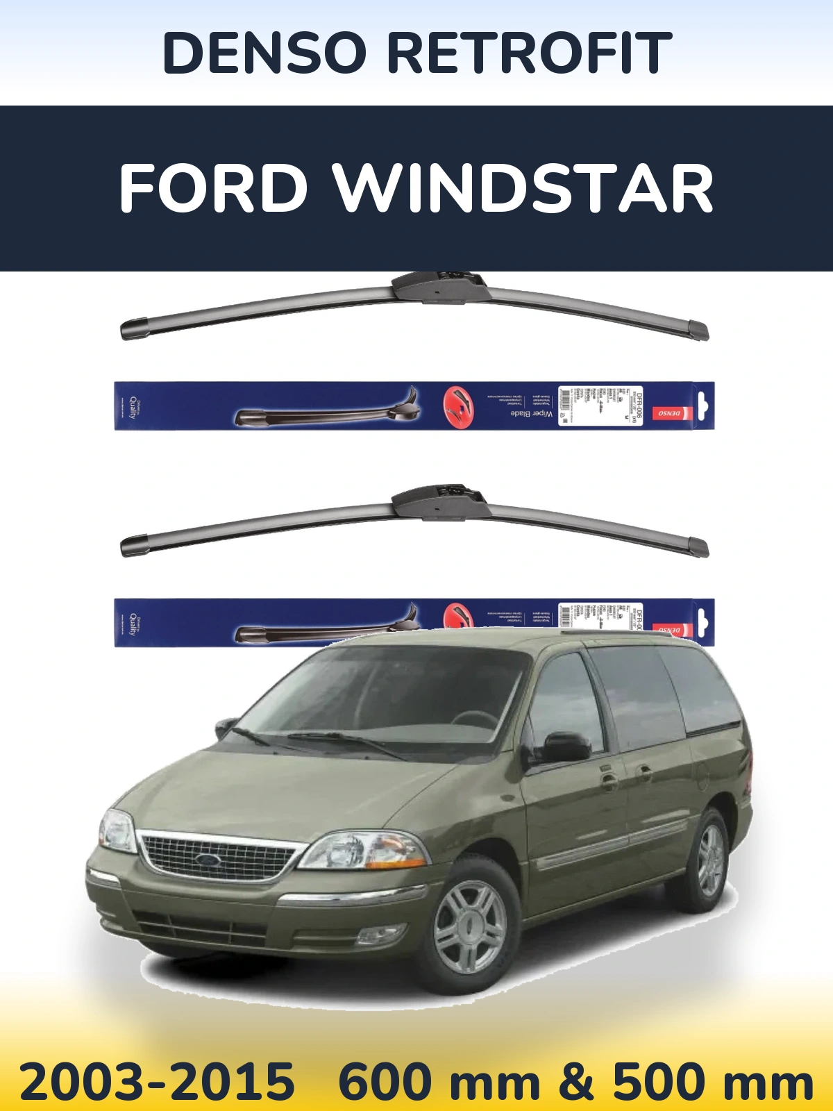 Комплект передних дворников Denso Retrofit 600 & 500 мм для Ford Windstar 2003-2015
