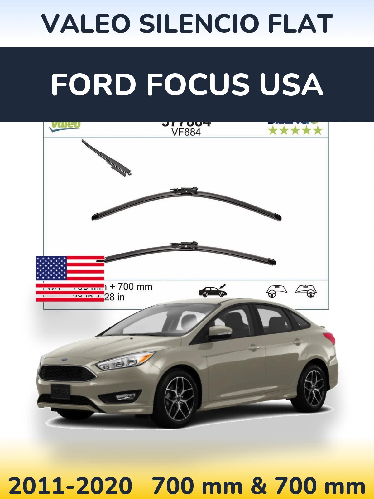 Ștergătoare Valeo Silencio Flat pentru Ford Focus USA