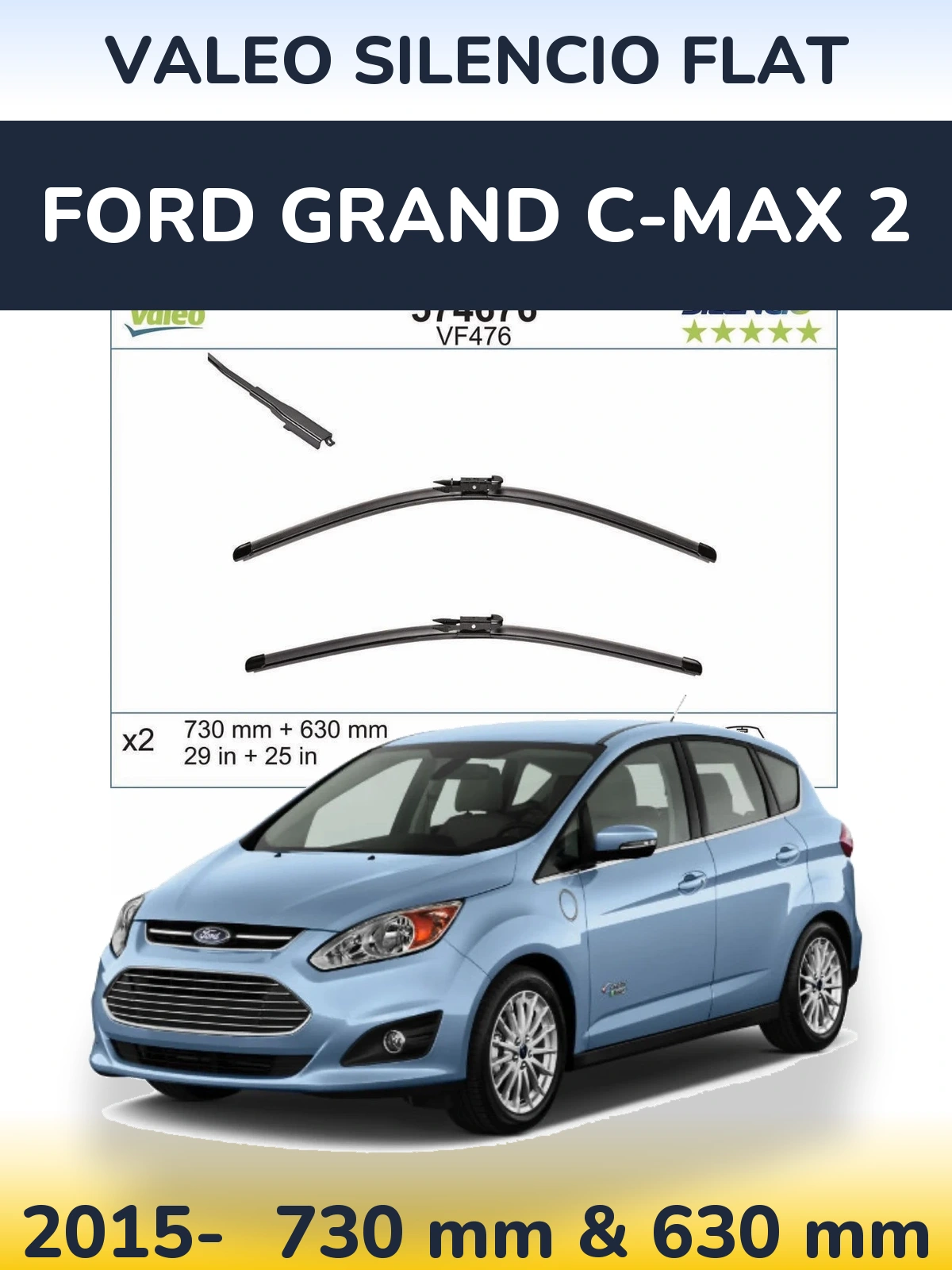 Ștergătoare Valeo Silencio Flat pentru Ford Grand C-MAX 2