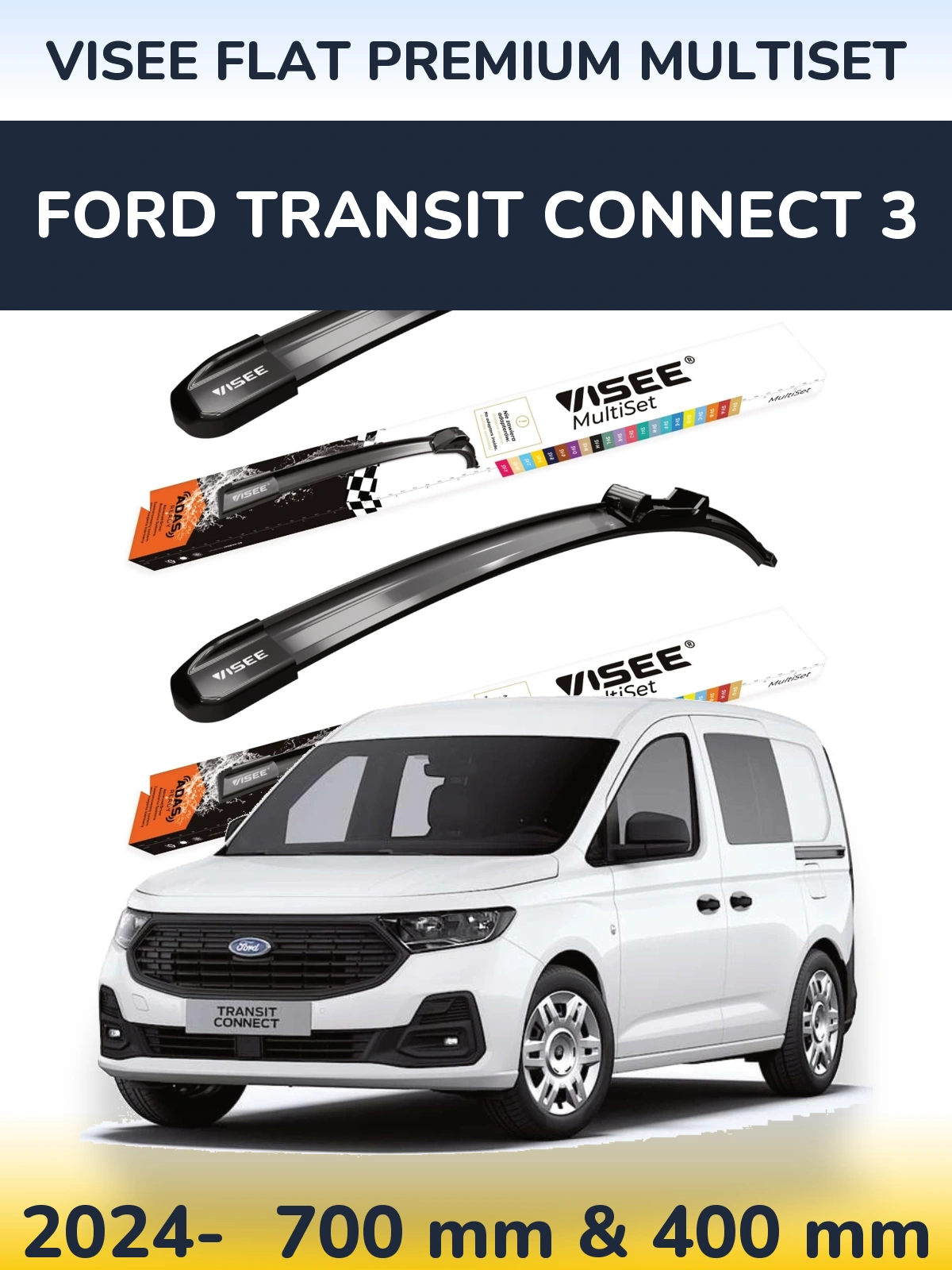Ștergătoare VISEE FLAT PREMIUM MultiSet pentru Ford Transit Connect 3