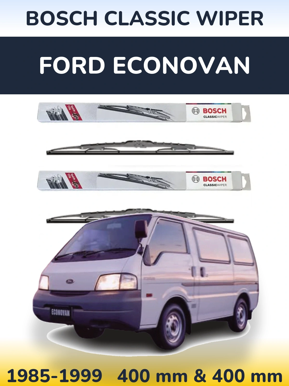 Комплект передних дворников BOSCH Classic Wiper 400 & 400 мм для Ford Econovan 1985-1999