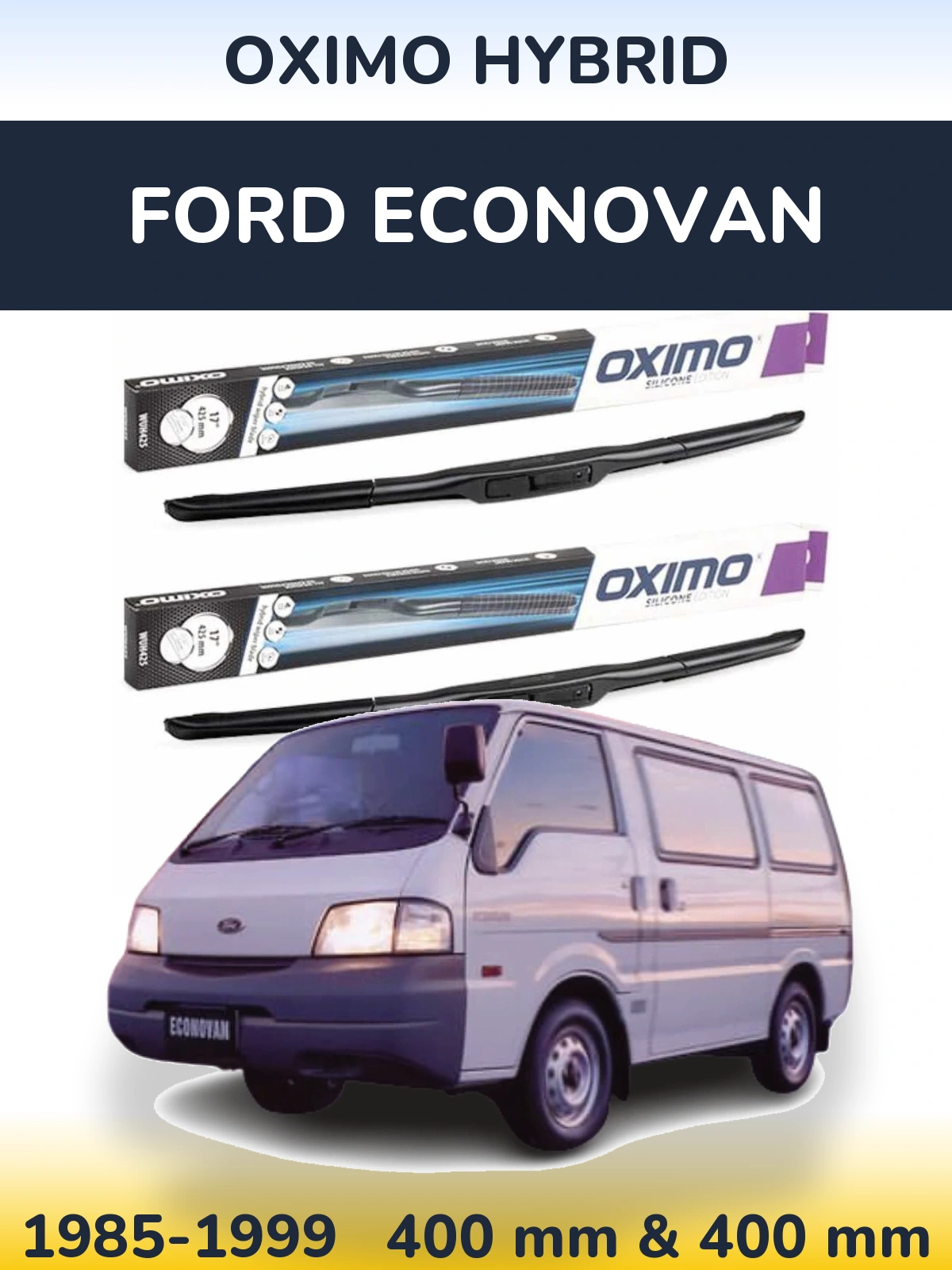 Комплект передних дворников Oximo Hybrid 400 & 400 мм для Ford Econovan 1985-1999