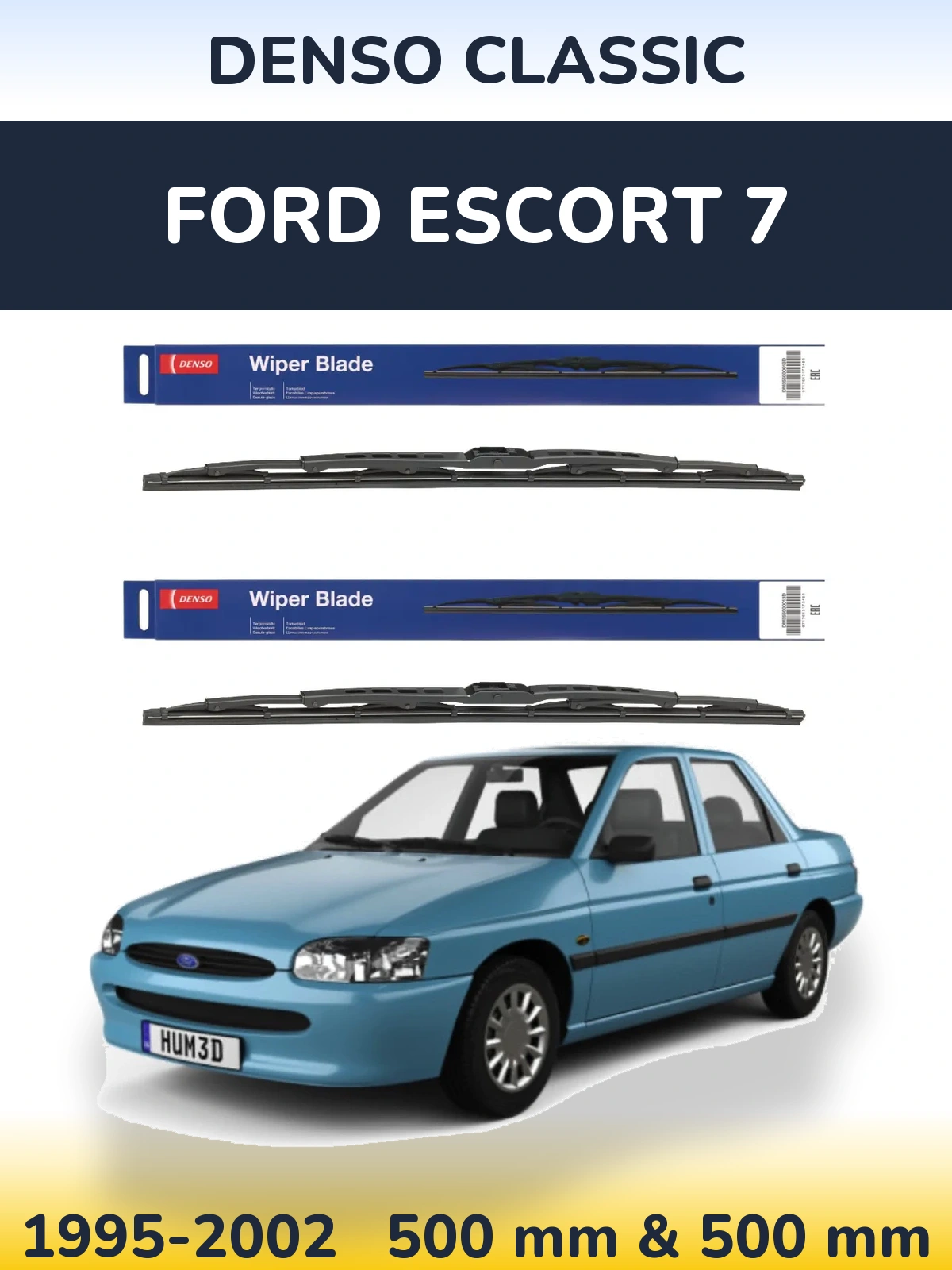 Комплект передніх щіток Denso Classic 500 & 500 мм для Ford Escort 7 1995-2002