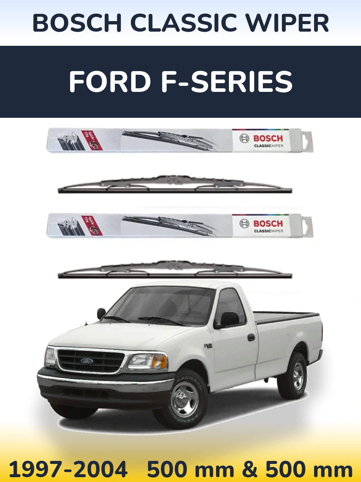 Комплект передних дворников BOSCH Classic Wiper 500 & 500 мм для Ford F-series 1997-2004