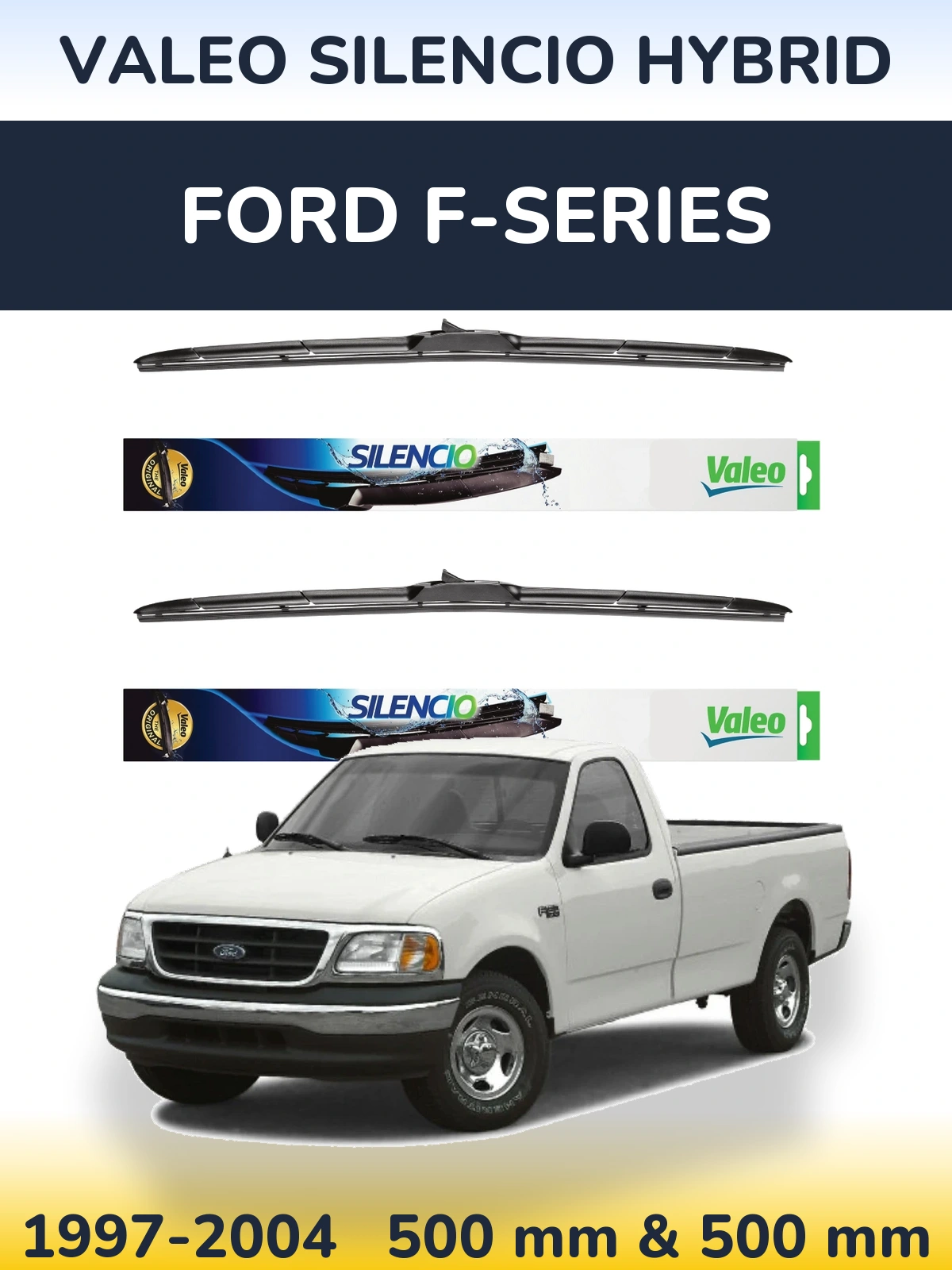 Комплект передних дворников Valeo Silencio Hybrid 500 & 500 мм для Ford F-series 1997-2004
