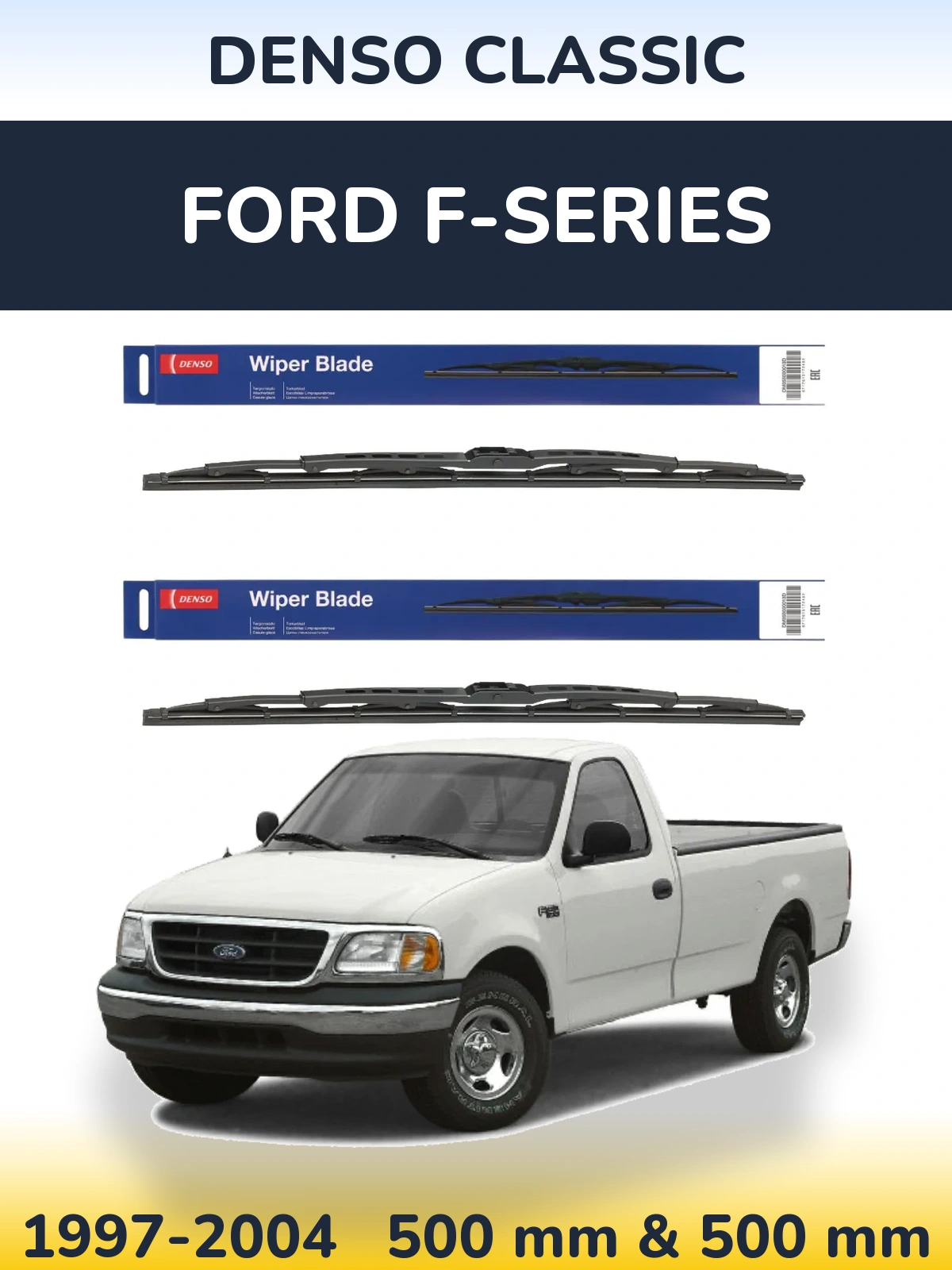 Комплект передних дворников Denso Classic 500 & 500 мм для Ford F-series 1997-2004