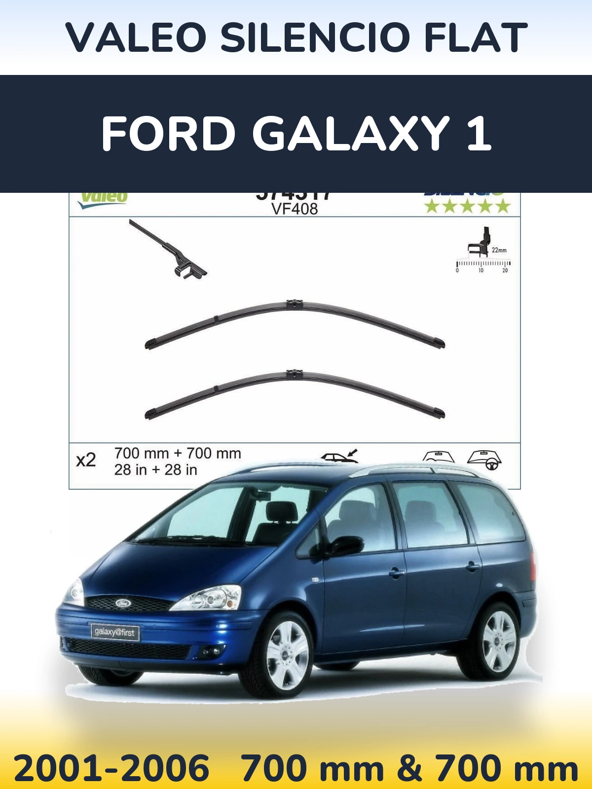 Ștergătoare Valeo Silencio Flat pentru Ford Galaxy 1