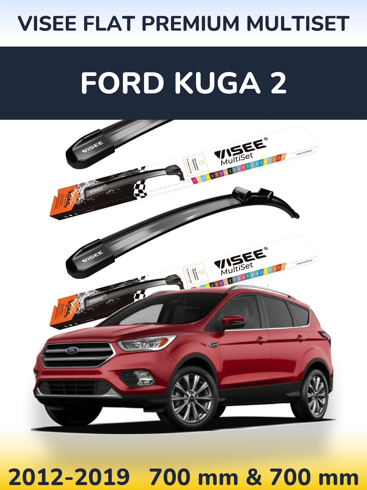 Ștergătoare VISEE FLAT PREMIUM MultiSet pentru Ford Kuga 2