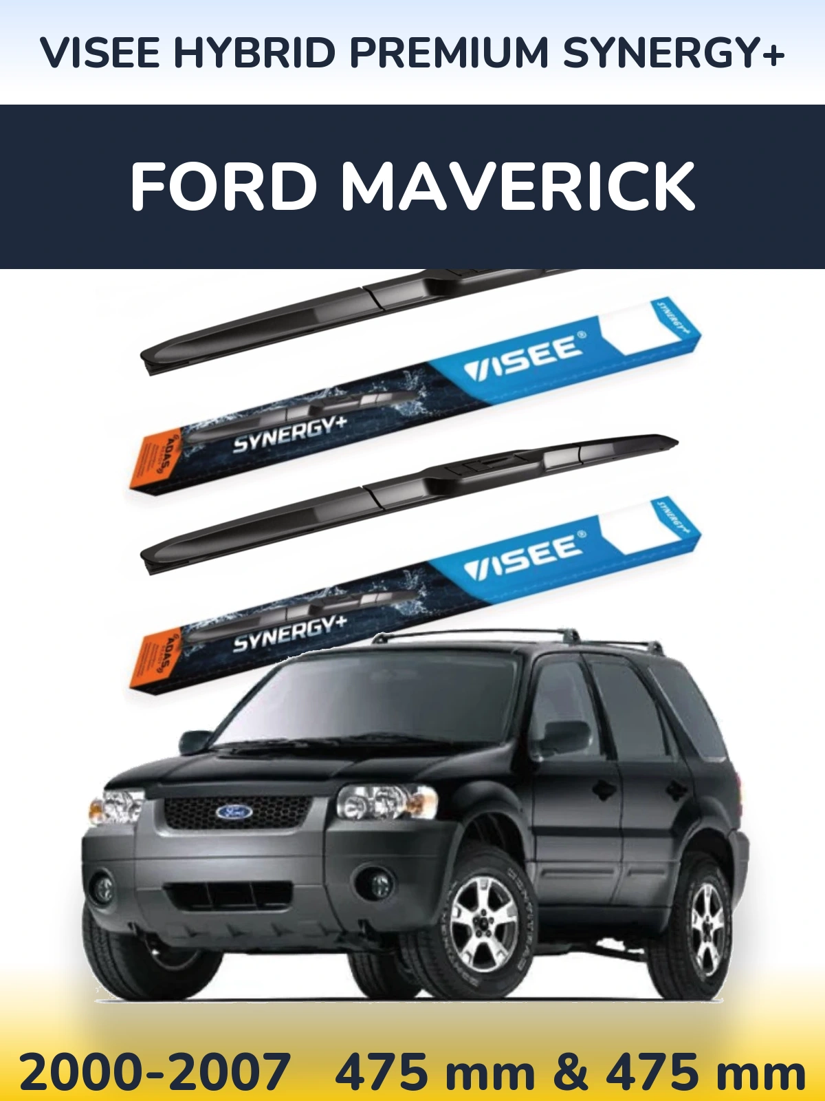 Комплект передних дворников VISEE HYBRID PREMIUM SYNERGY+ 475 & 475 мм для Ford Maverick 2000-2007