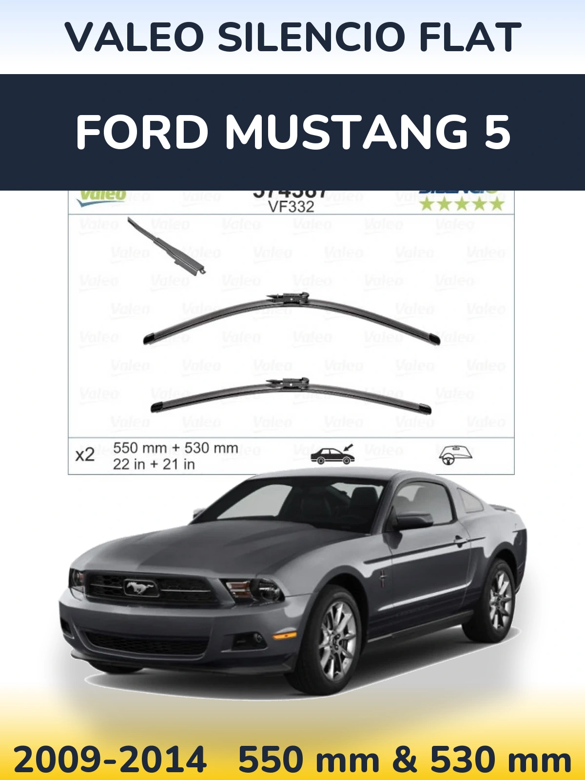 Ștergătoare Valeo Silencio Flat pentru Ford Mustang 5