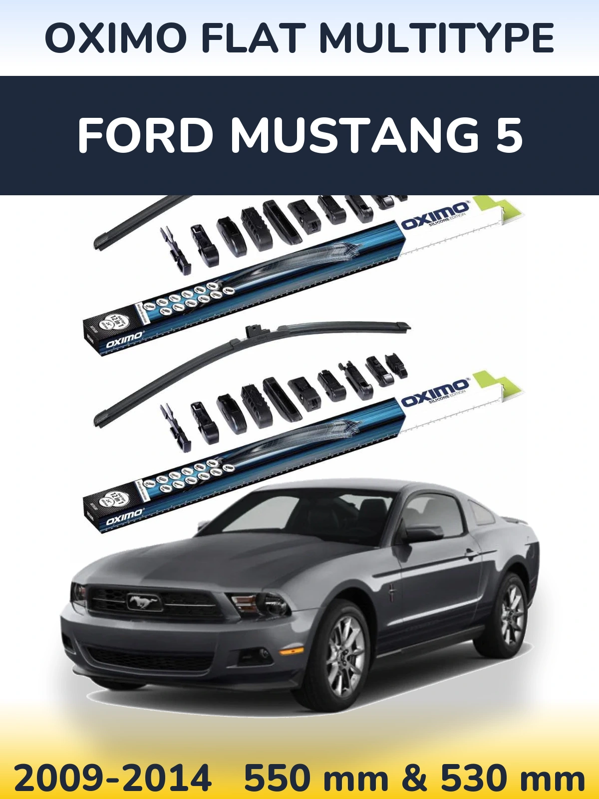 Комплект передних дворников Oximo Flat MultiТипe 550 & 530 мм для Ford Mustang 5 2009-2014