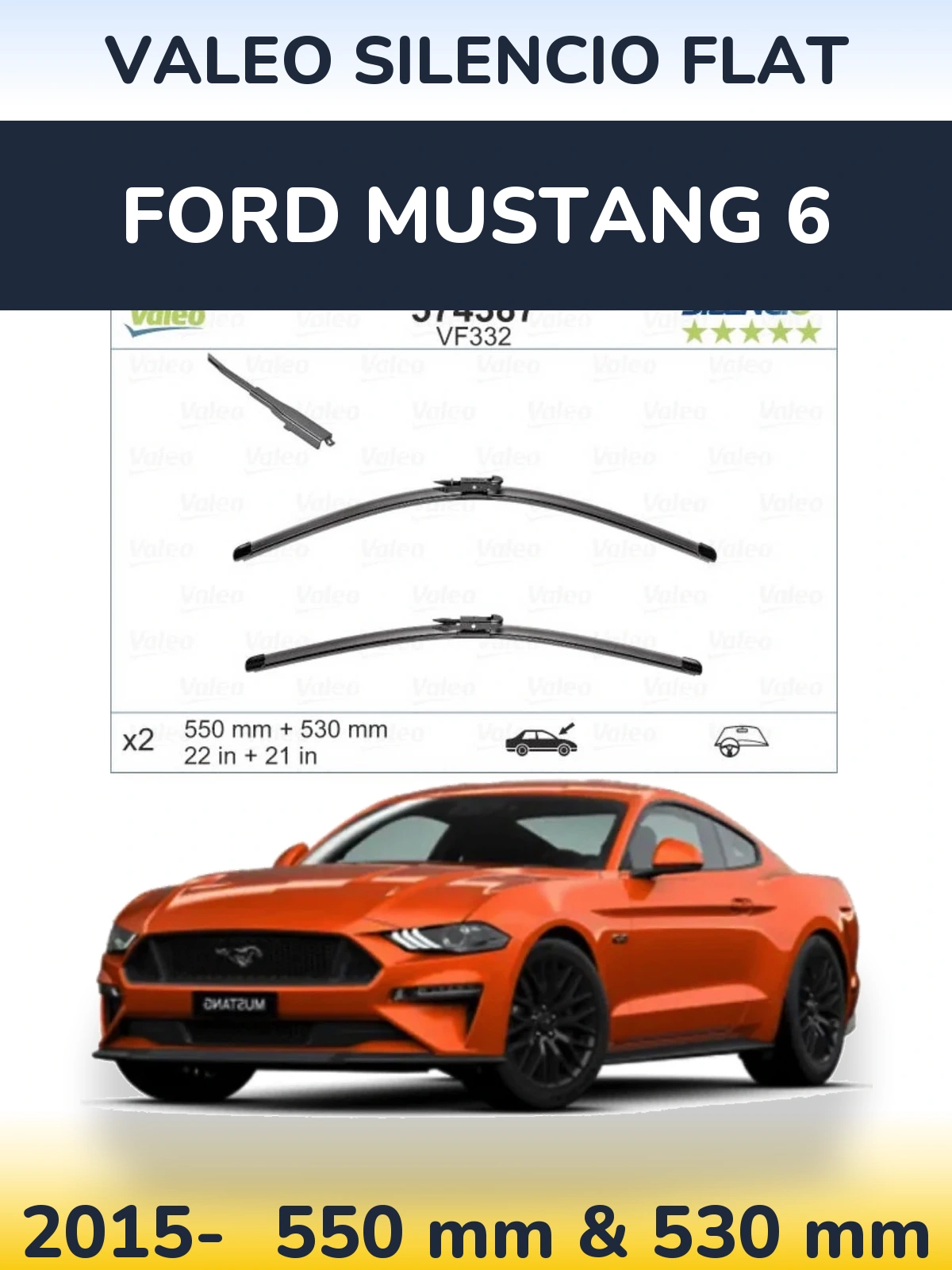 Ștergătoare Valeo Silencio Flat pentru Ford Mustang 6