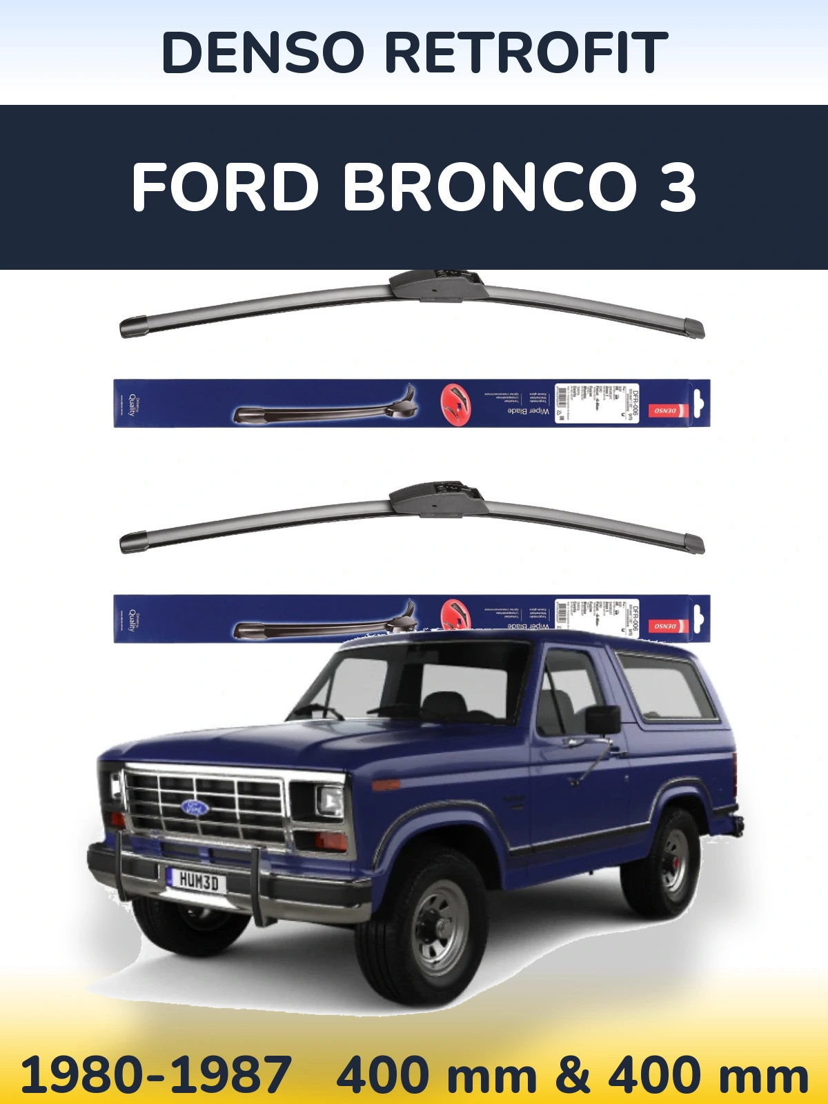 Комплект передних дворников Denso Retrofit 400 & 400 мм для Ford Bronco 3 1980-1987