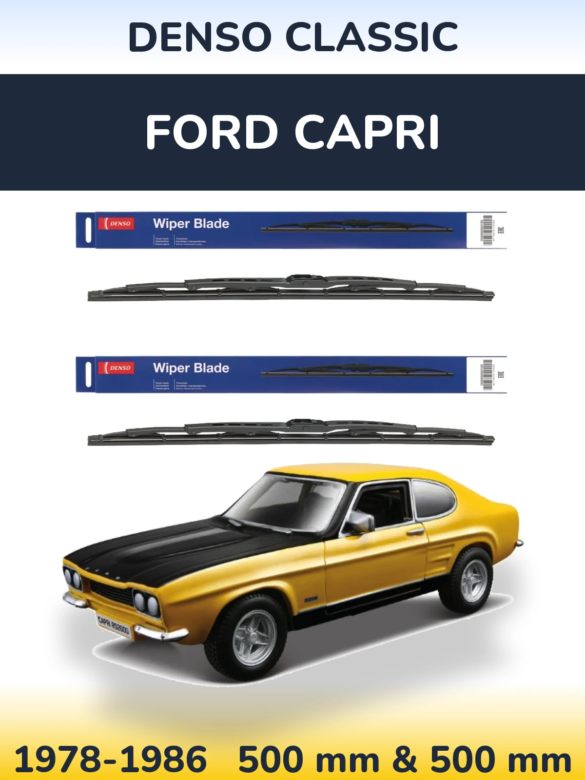 Комплект передніх щіток Denso Classic 500 & 500 мм для Ford Capri 1978-1986