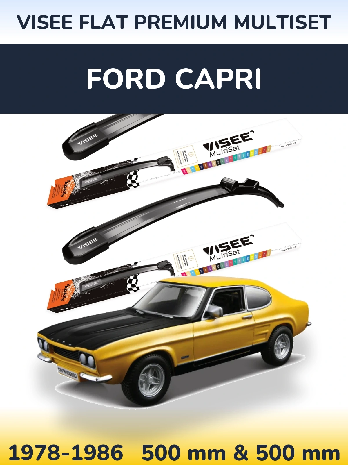 Комплект передніх щіток VISEE FLAT PREMIUM MultiSet 500 & 500 мм для Ford Capri 1978-1986