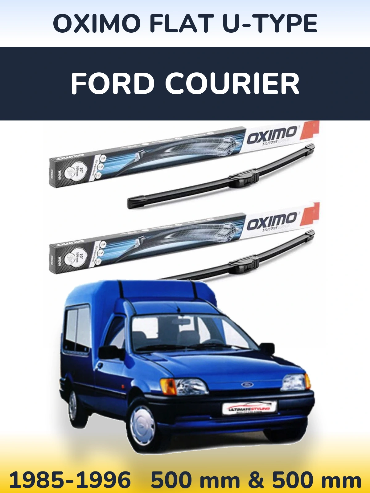 Комплект передних дворников Oximo Flat U-type 500 & 500 мм для Ford Courier 1985-1996
