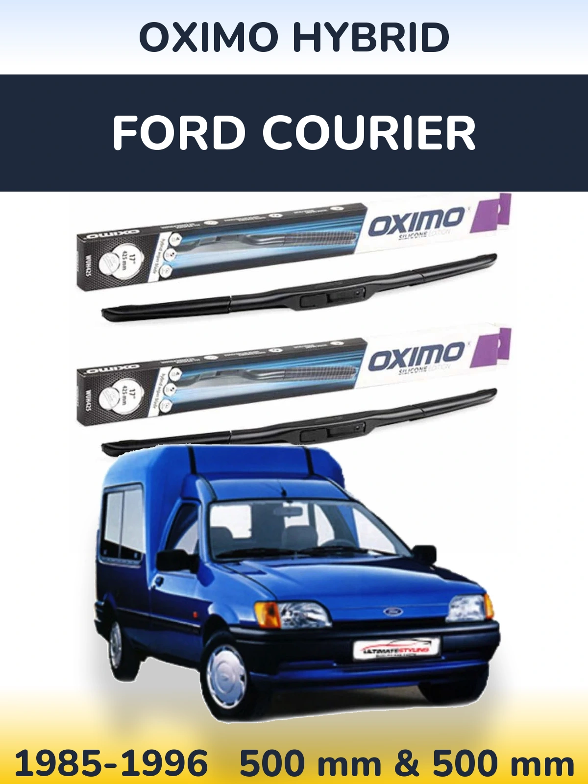 Комплект передних дворников Oximo Hybrid 500 & 500 мм для Ford Courier 1985-1996
