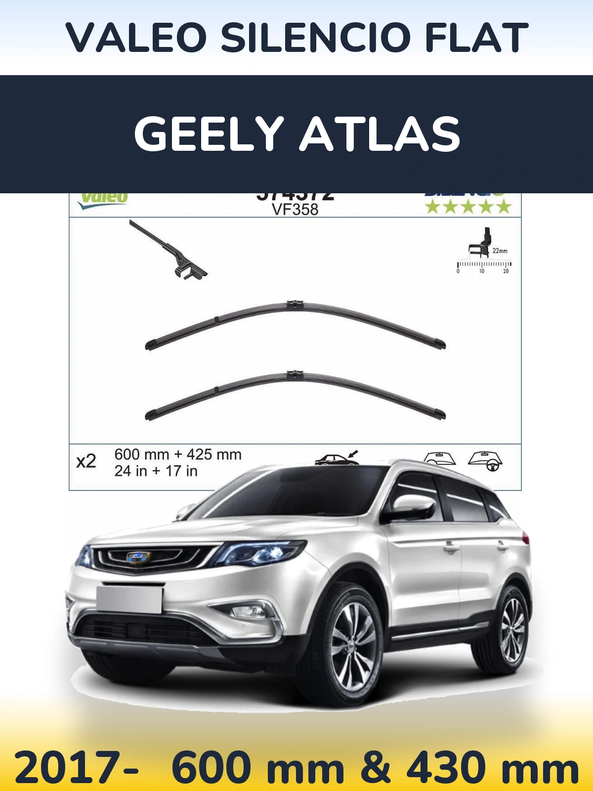 Ștergătoare Valeo Silencio Flat pentru Geely Atlas