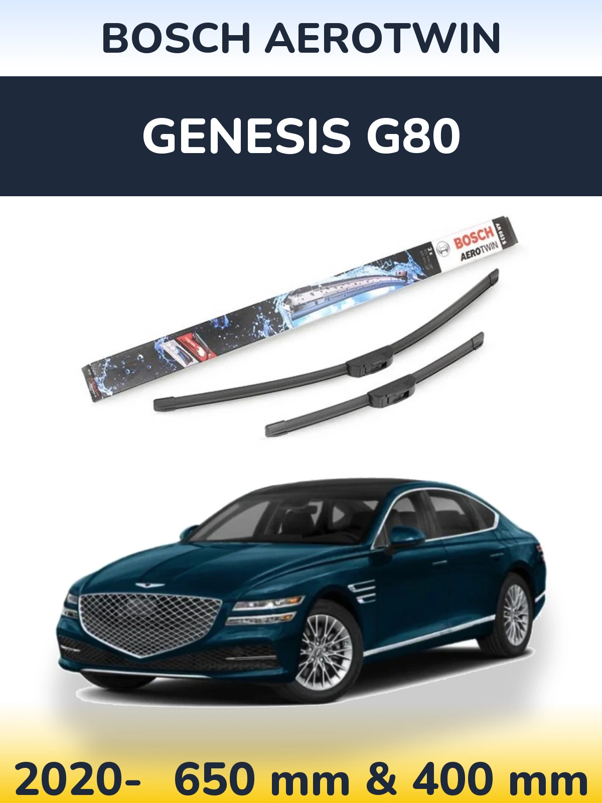 Комплект передніх щіток BOSCH AeroTwin 650 & 400 мм для Genesis G80 2020-2026